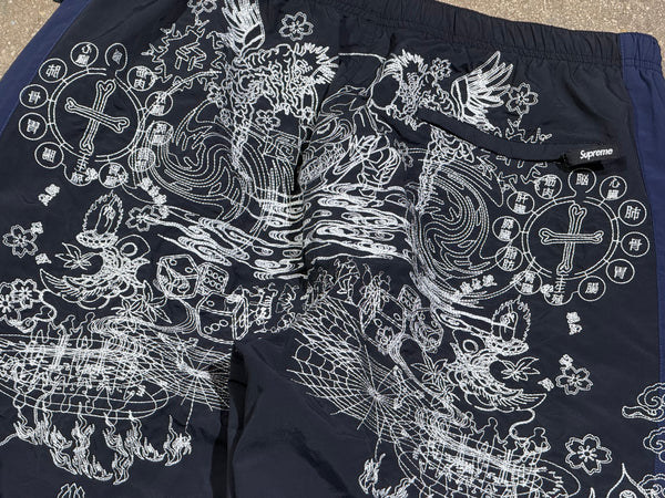 NEW Supreme AOI Track Pants - Black/Navy Size Large