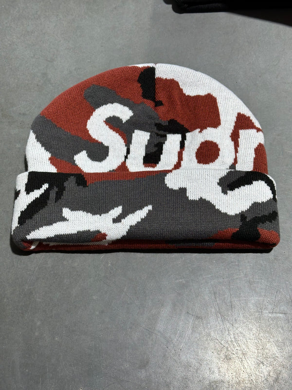 NEW Supreme Big Logo Beanie - Red Camo