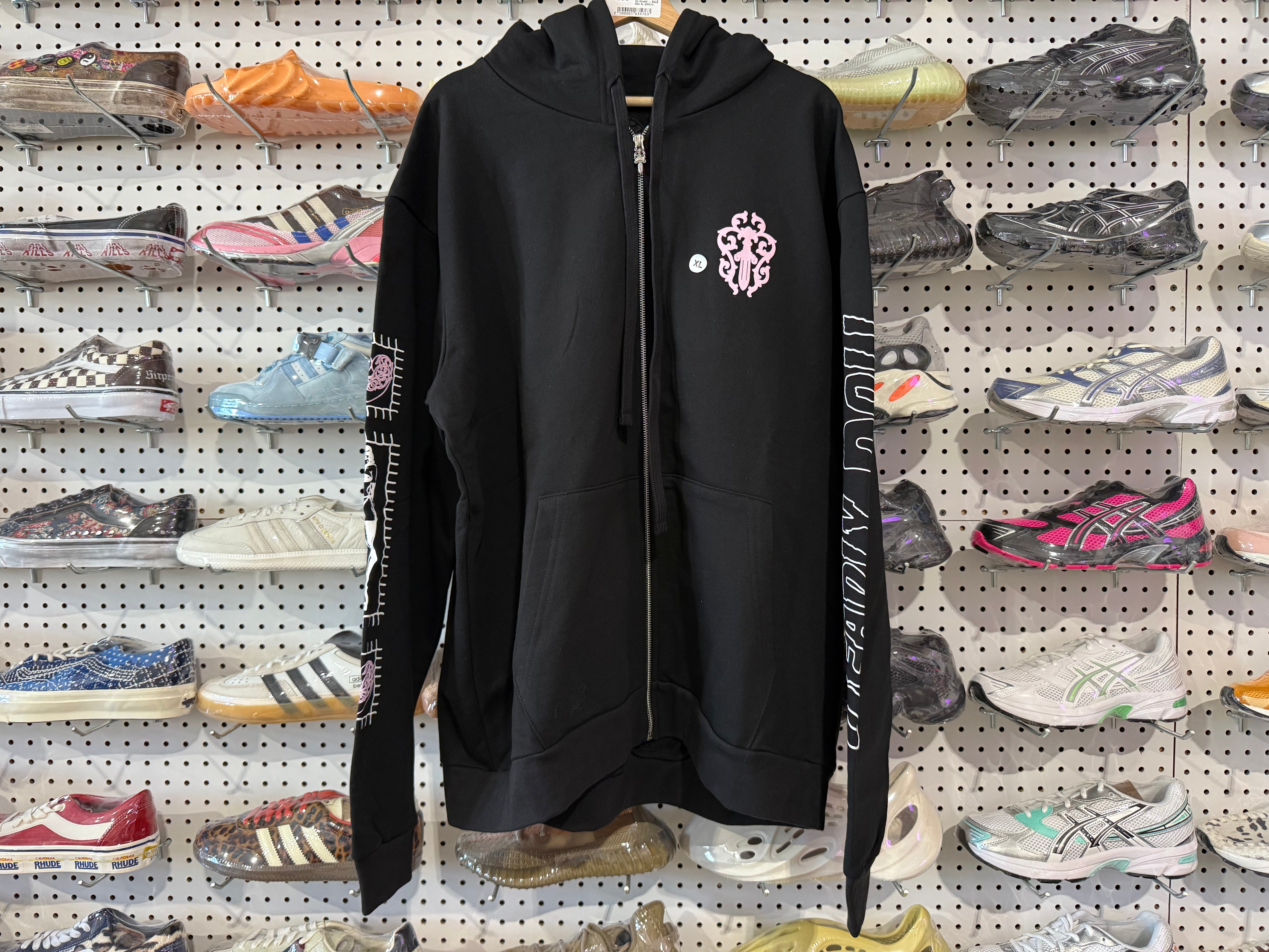 NEW Chrome Hearts JJS Deadly Doll Zip Up Hoodie - Black Size XL