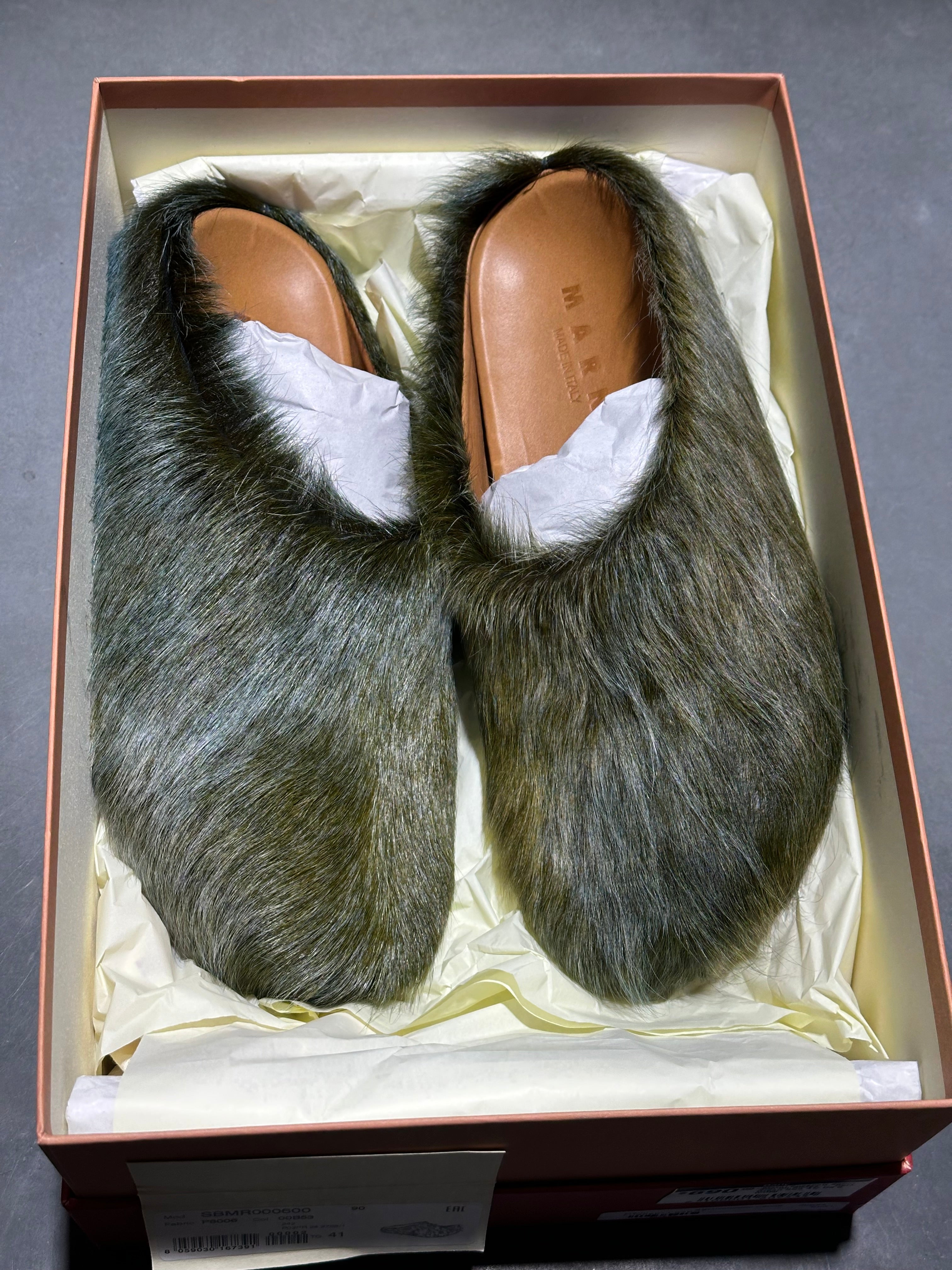 NEW Marni Fussbett Sabot Slip on Slides - Dark Green Size 41/ US 8
