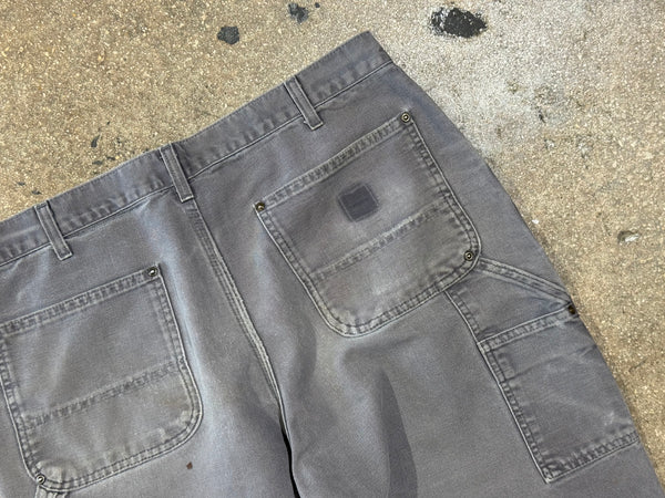 USED Distressed Carhartt Double Knee Carpenter Pants - Grey Size 36x30