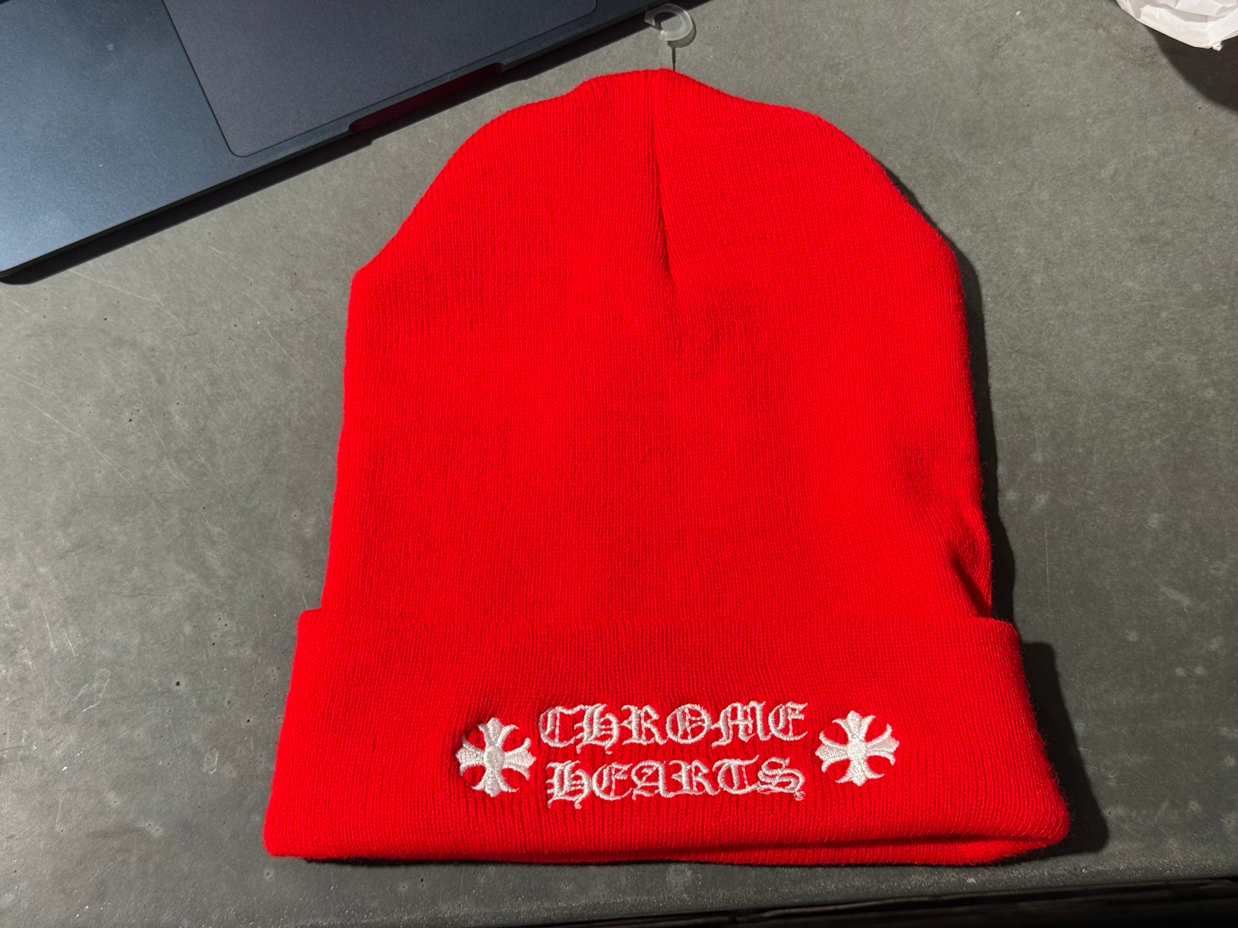 NEW Chrome Hearts Logo Beanie - Red