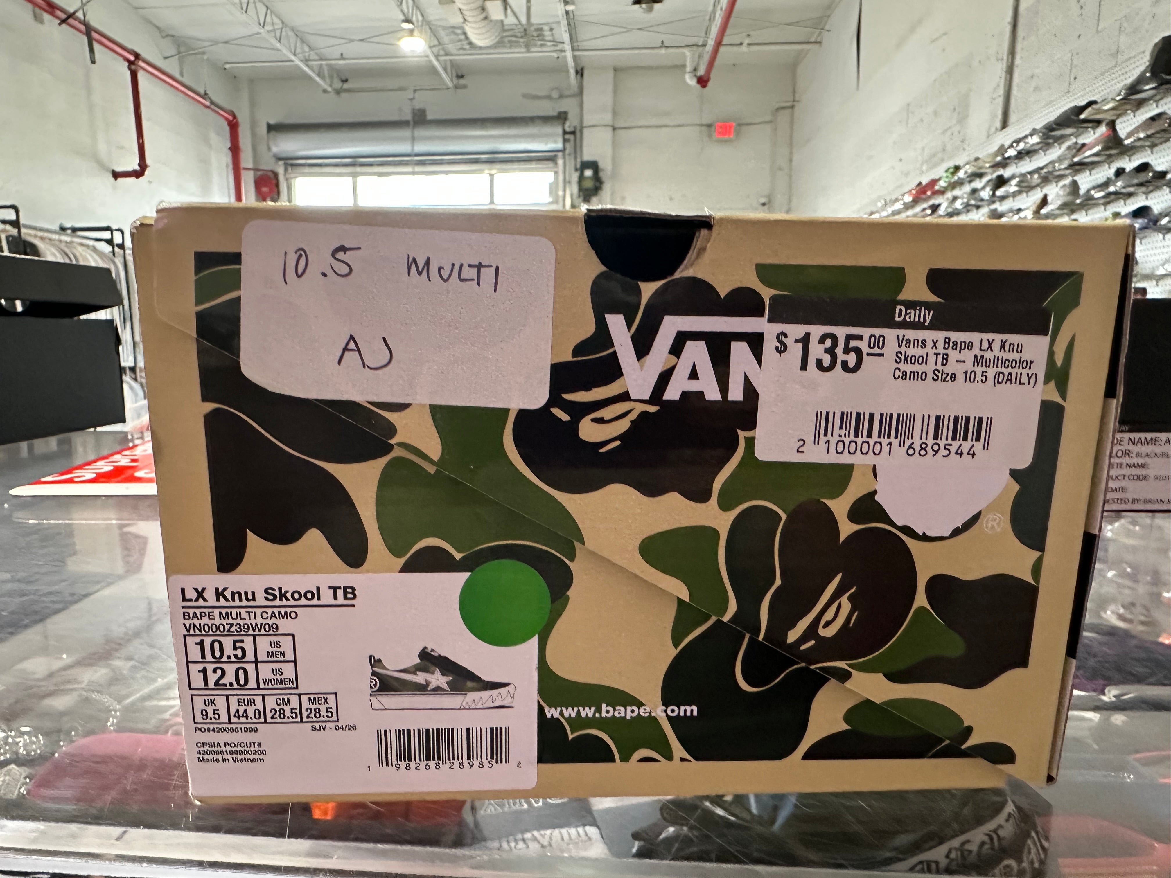 Vans x Bape LX Knu Skool TB - Multicolor Camo Size 10.5