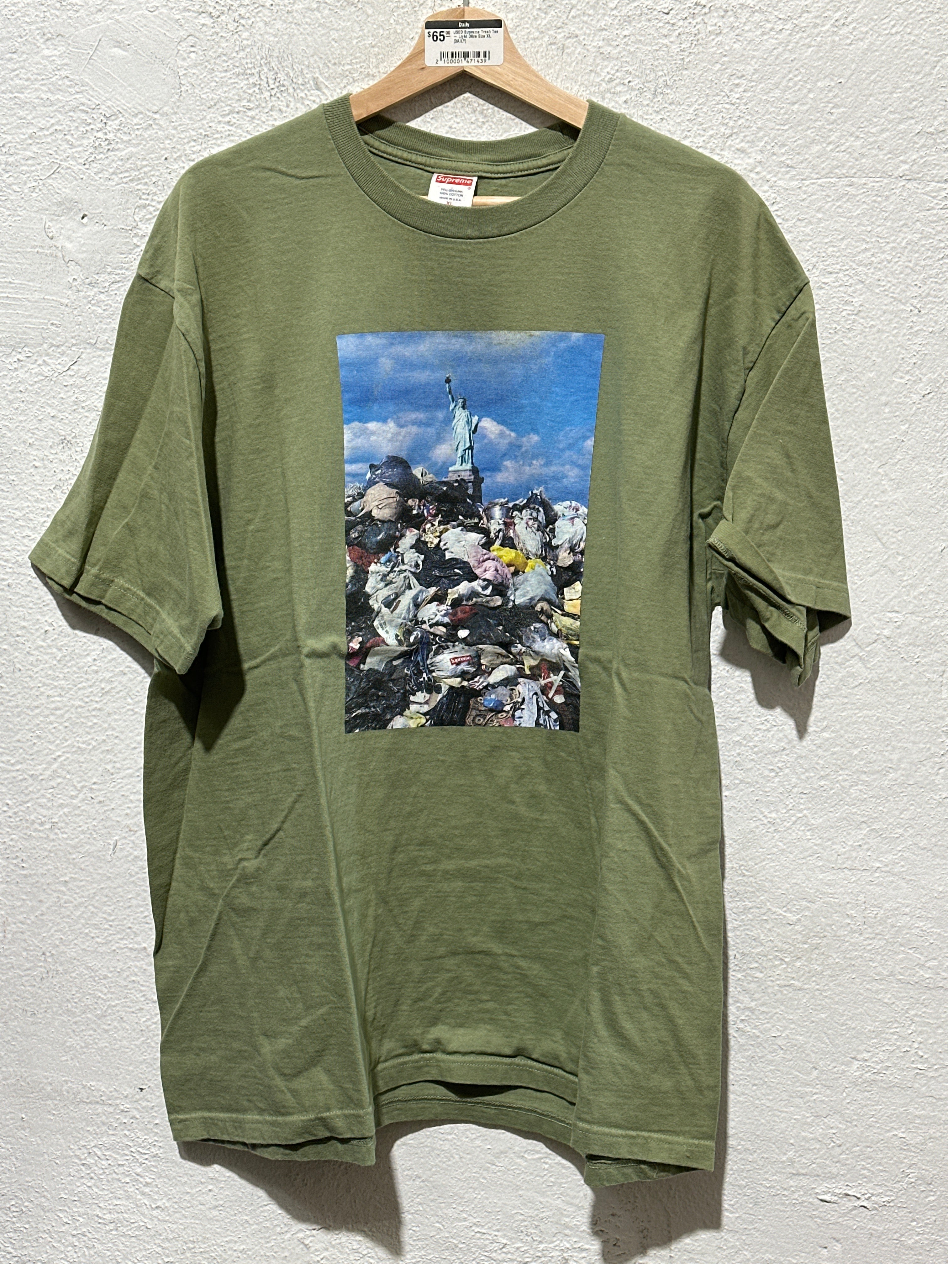 USED Supreme Trash Tee - Light Olive Size XL