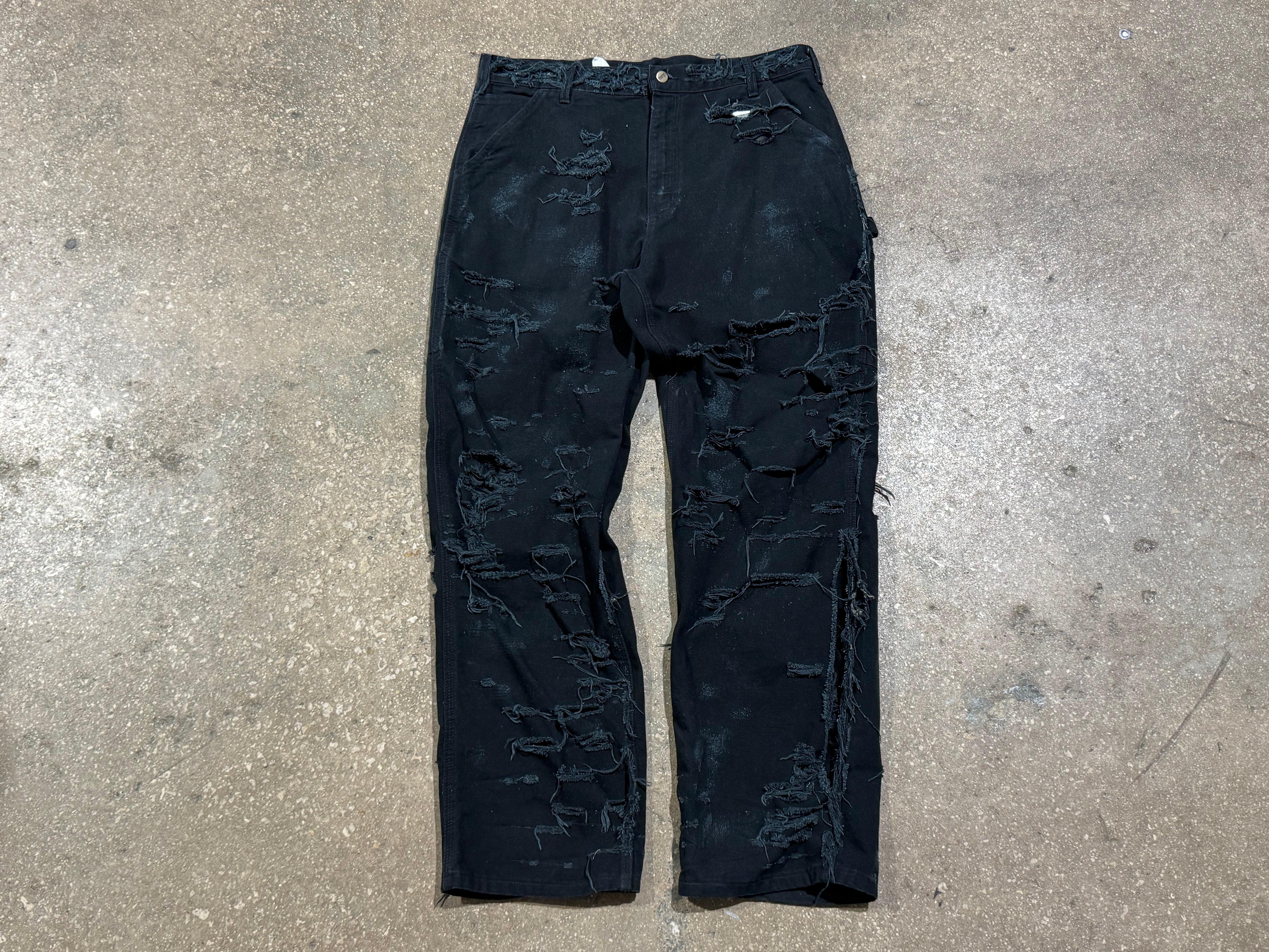 USED Distressed Carhartt Carpenter Pants - Black Size 36x33