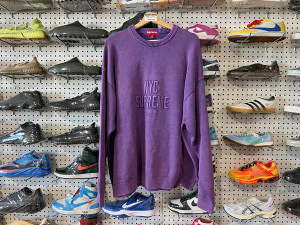 NEW Supreme Overdyed Raised Sweater - Purple Size XXL