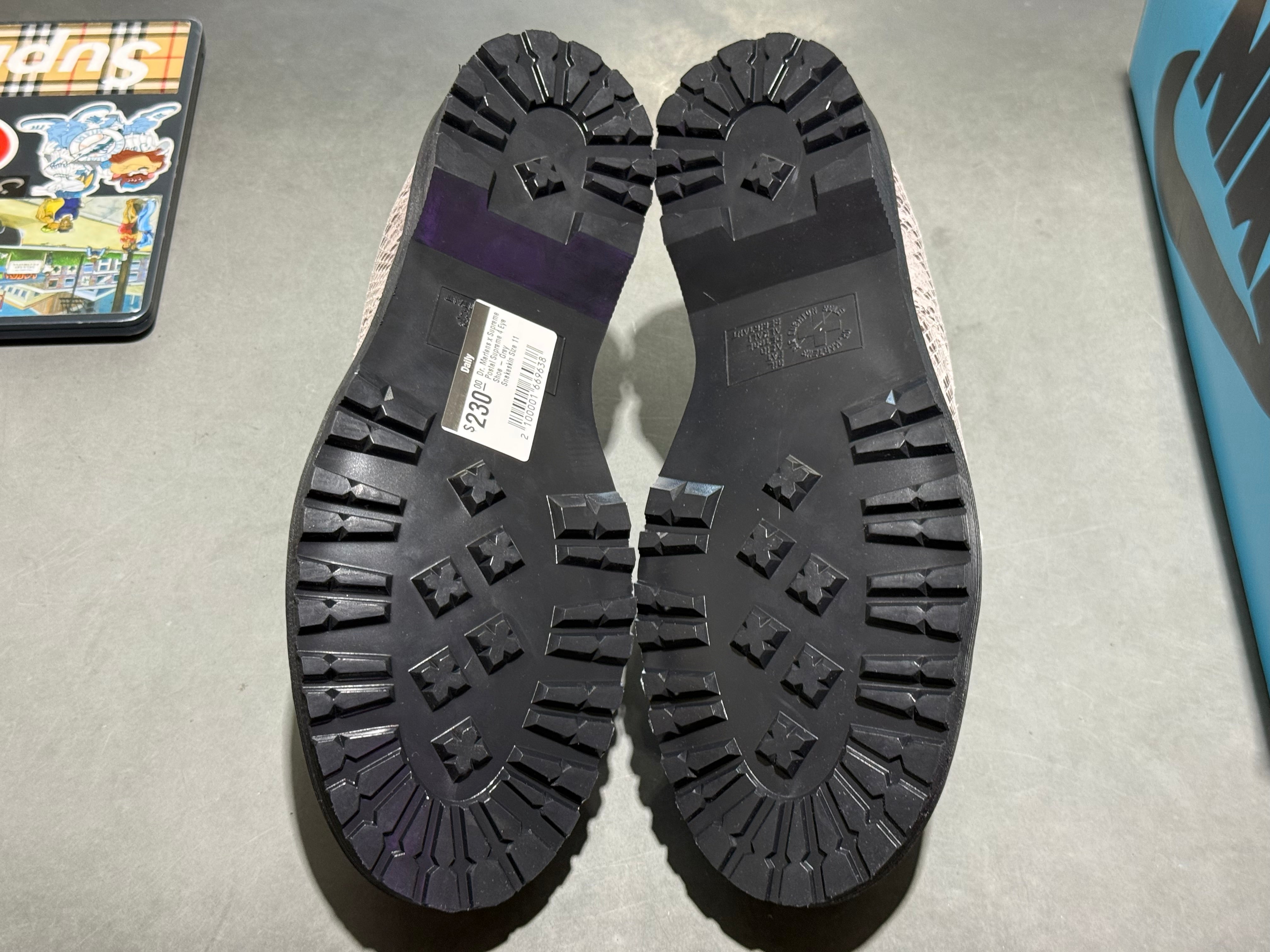 Dr. Martens x Supreme Postal Supreme 4 Eye Shoe - Grey Snakeskin Size 11