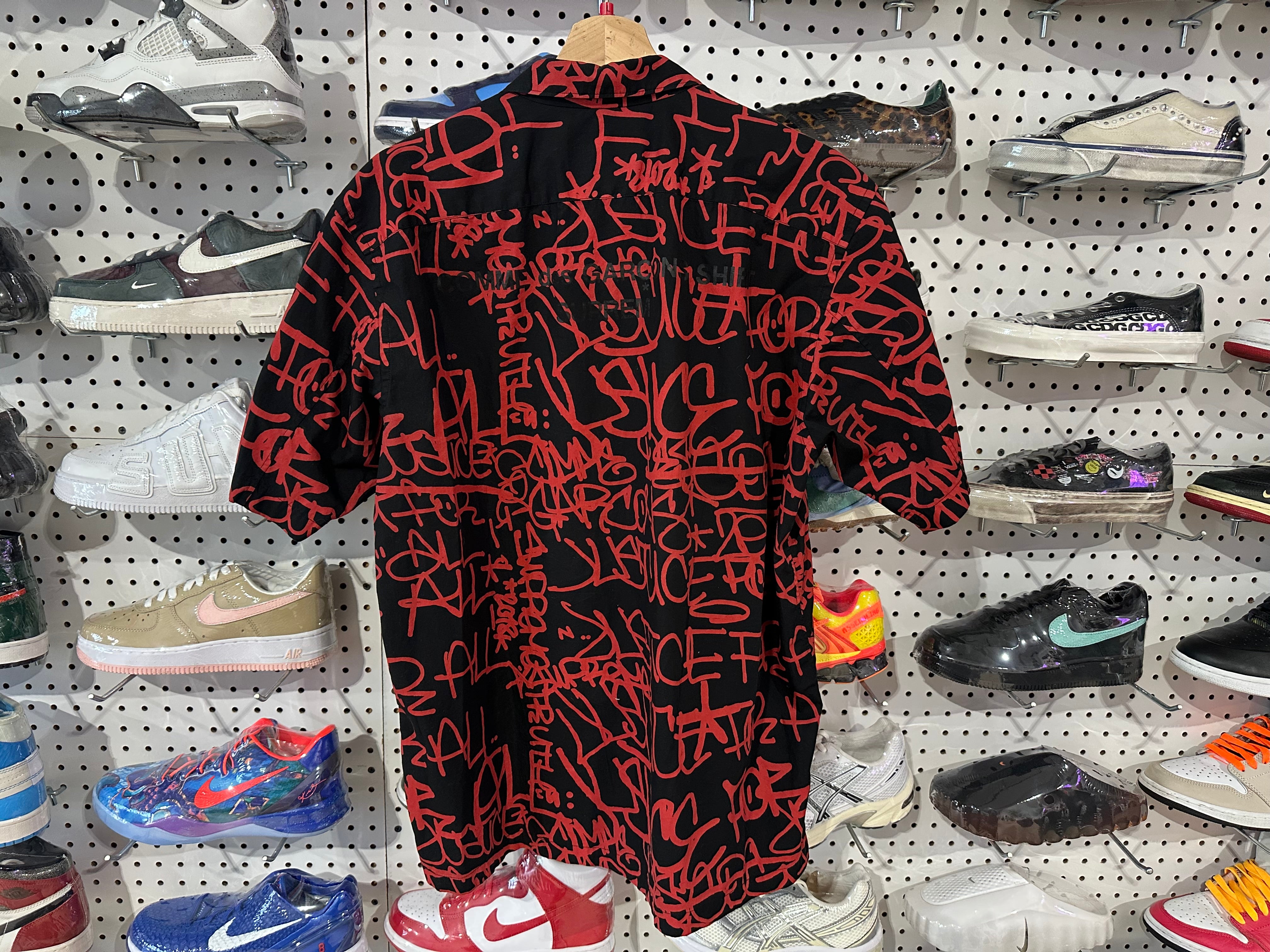 USED Supreme Comme des Garcons Shirt Graphic S/S Shirt - Black Size Large