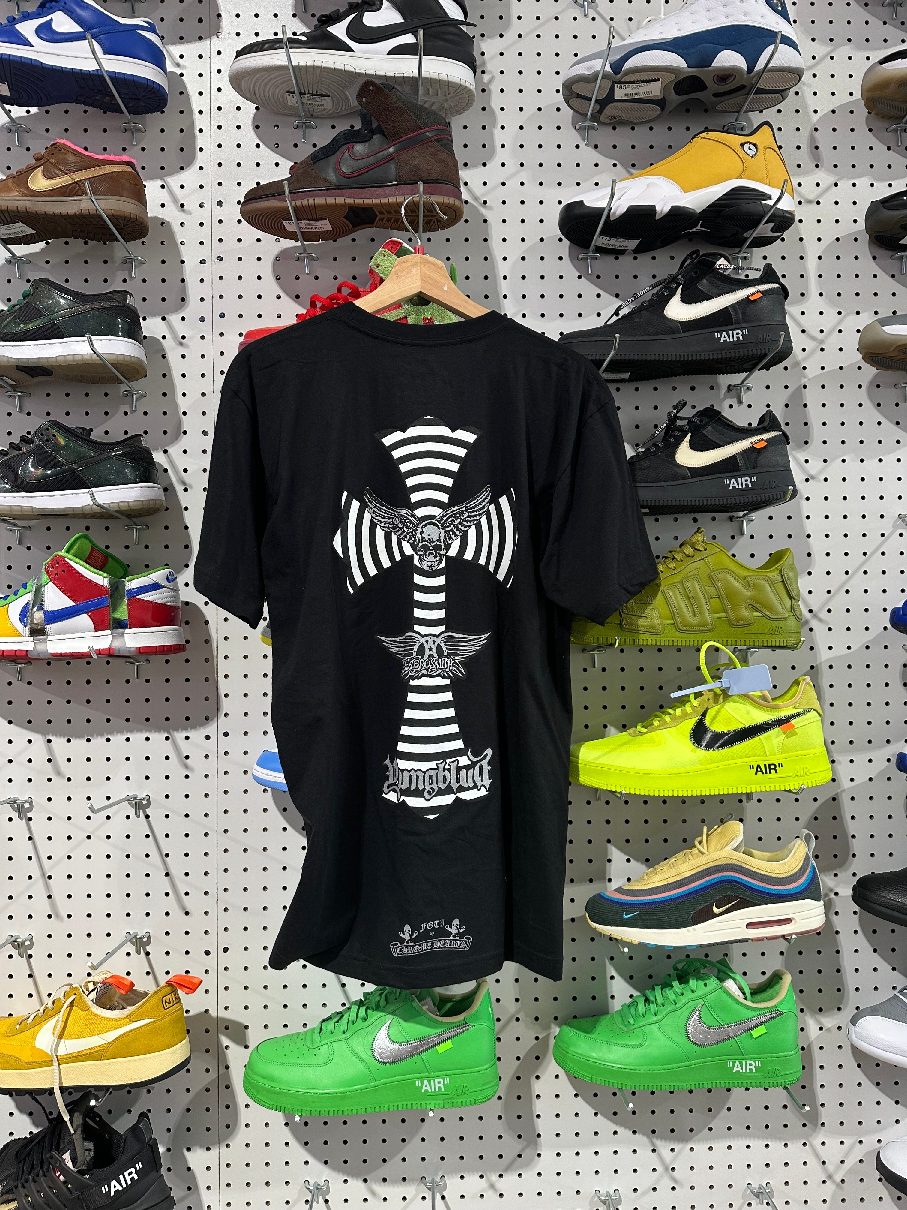 NEW Chrome Hearts x Aerosmith x Yungblud x FOTI Pocket Tee - Black Size Large