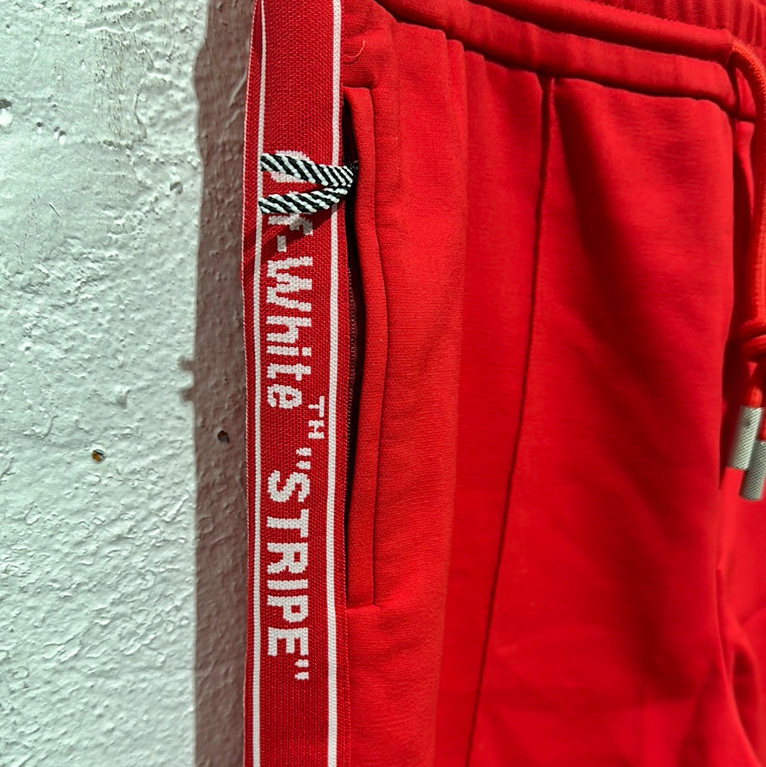 NEW Off White Stripe Pants - Red  Size Large