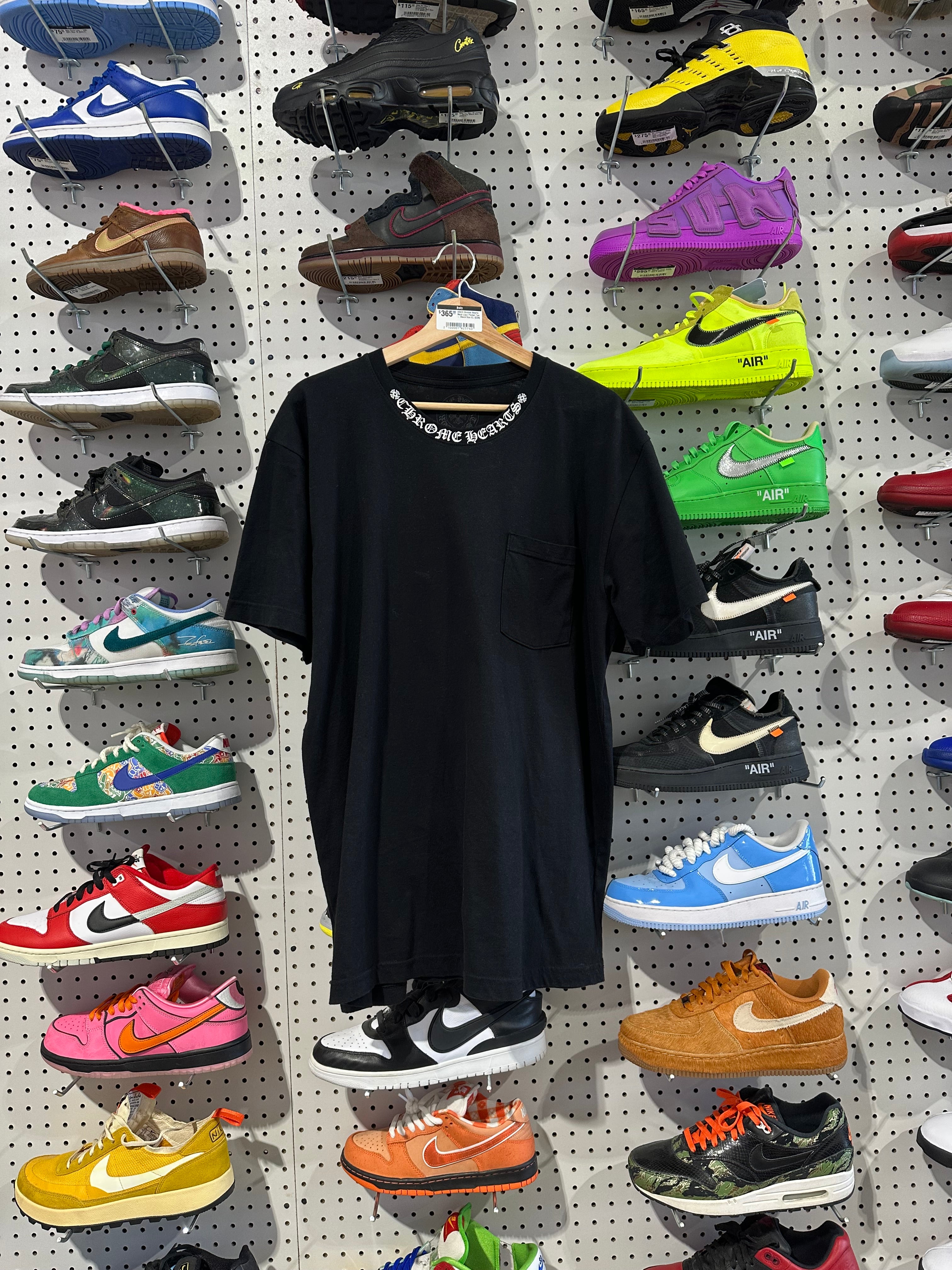 USED Chrome Hearts Neck Logo Pocket Tee - Black Size XL