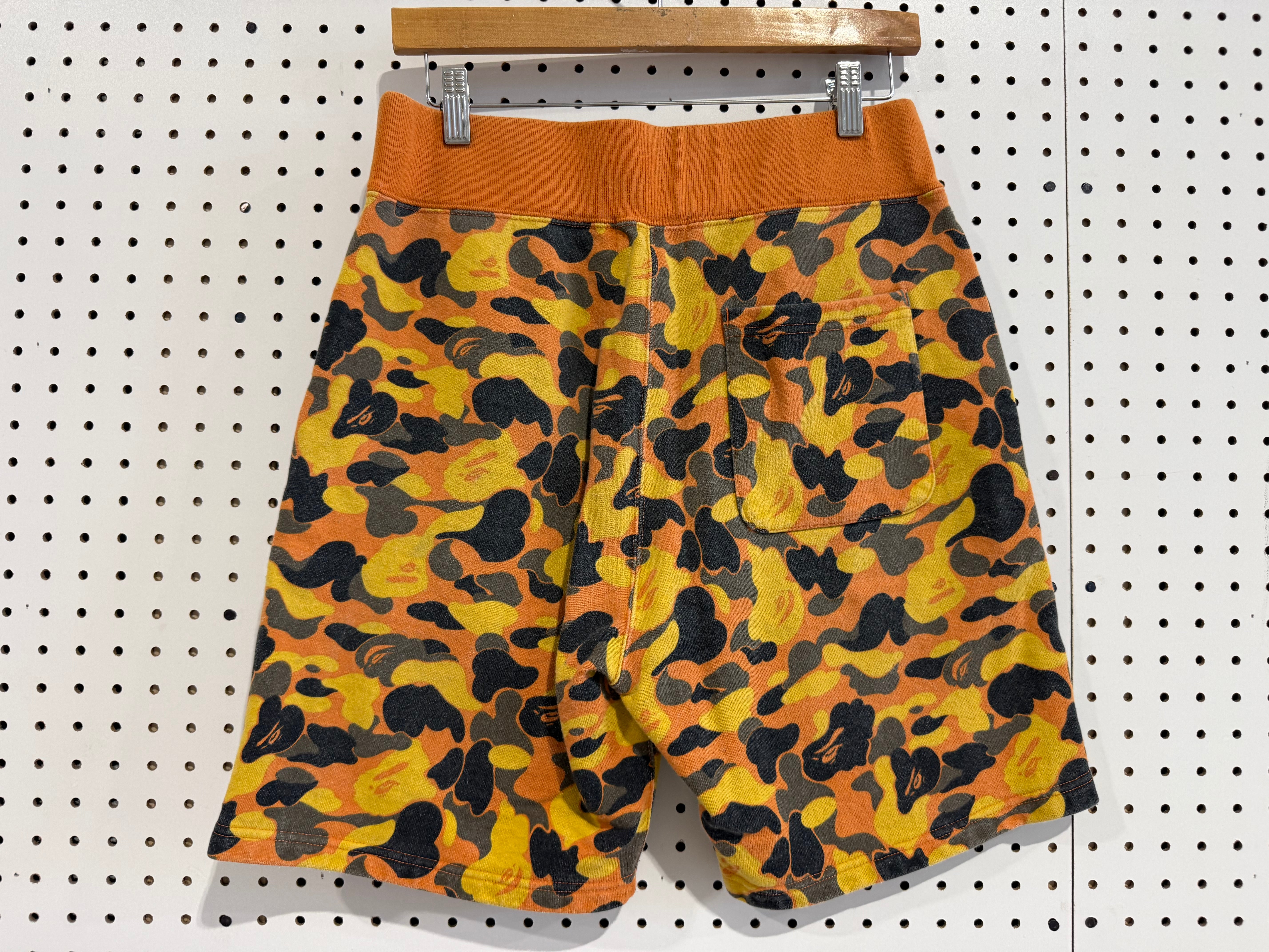 USED BAPE x XO Shark Sweat Shorts - Orange Size Medium