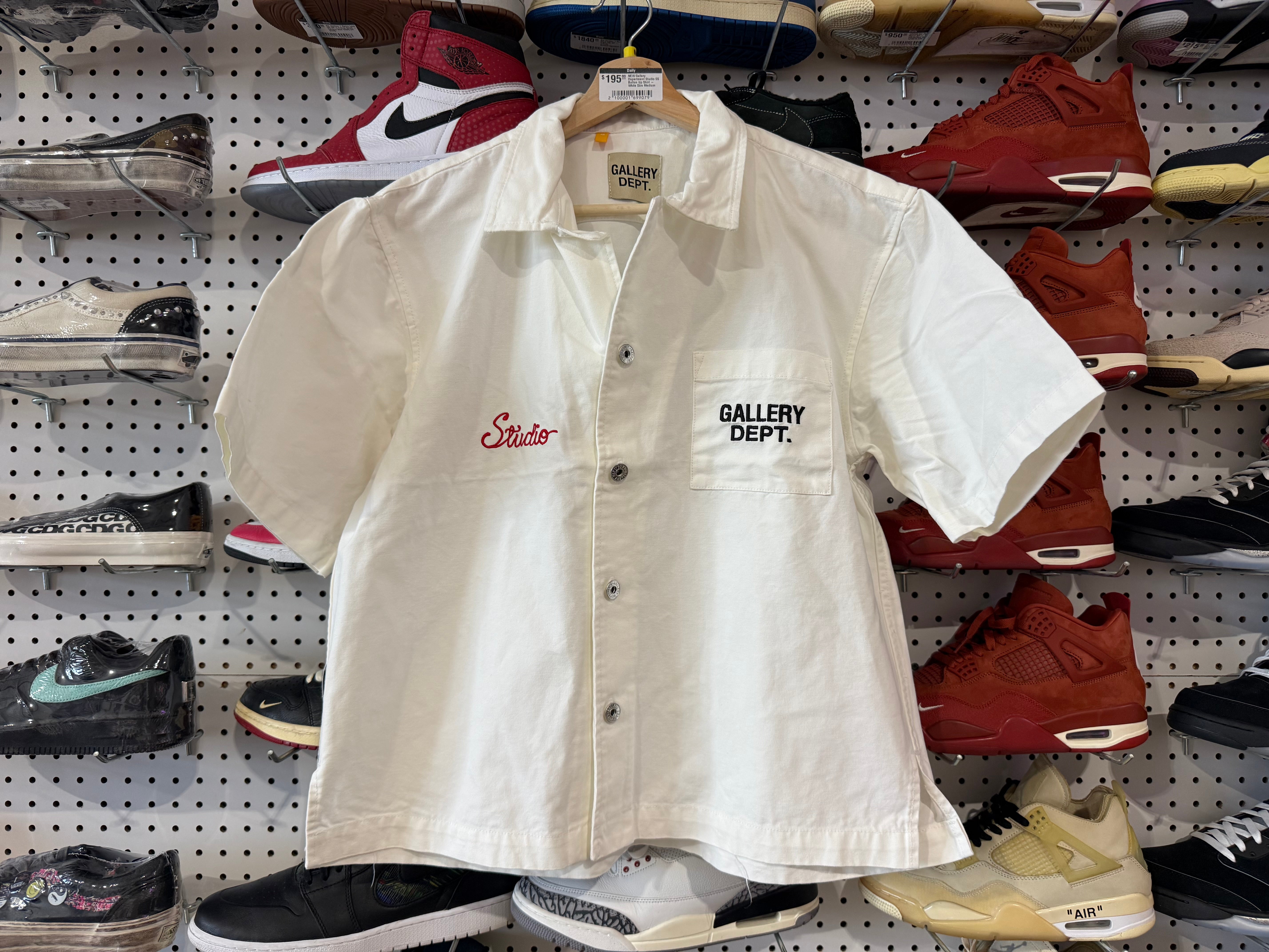 NEW Gallery Department Studio SS Button Up Shirt - White Size Medium