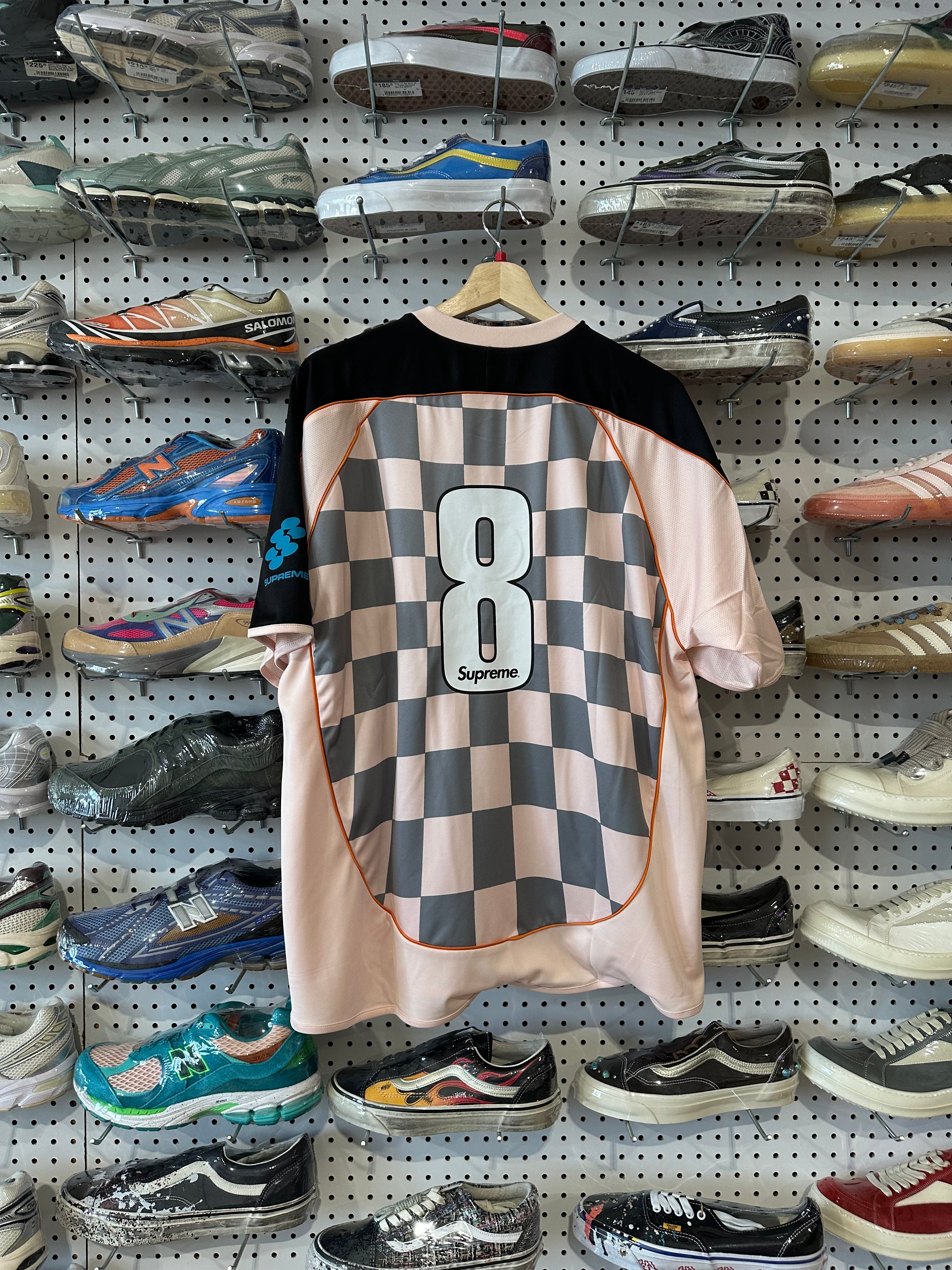NEW Supreme Checkerboard Soccer Jersey - Pink Size Large