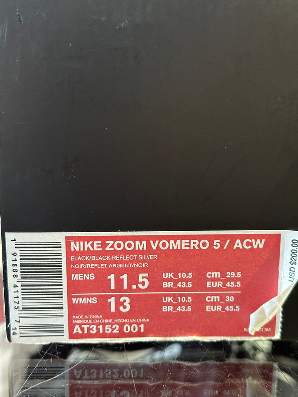 Nike Zoom Vomero 5 - A Cold Wall Black Size 11.5