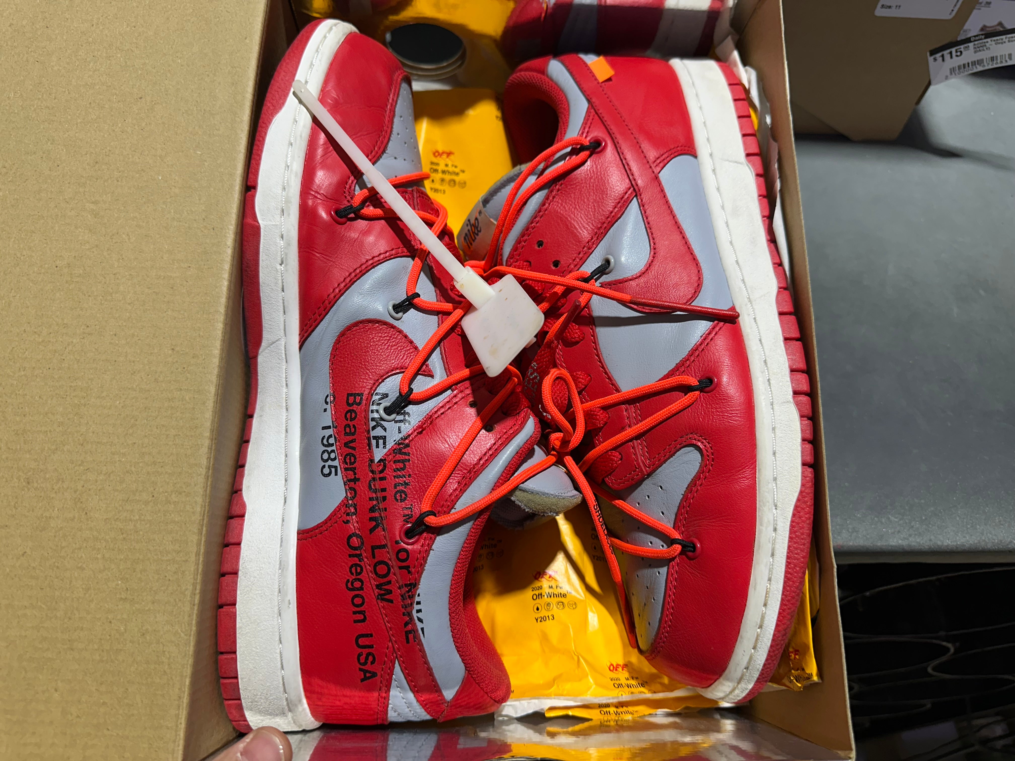 Nike Dunk Low LTHR / Off White - University Red Size 12