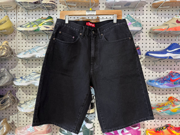 NEW Supreme SS25 Baggy Denim Shorts - Black Size 32