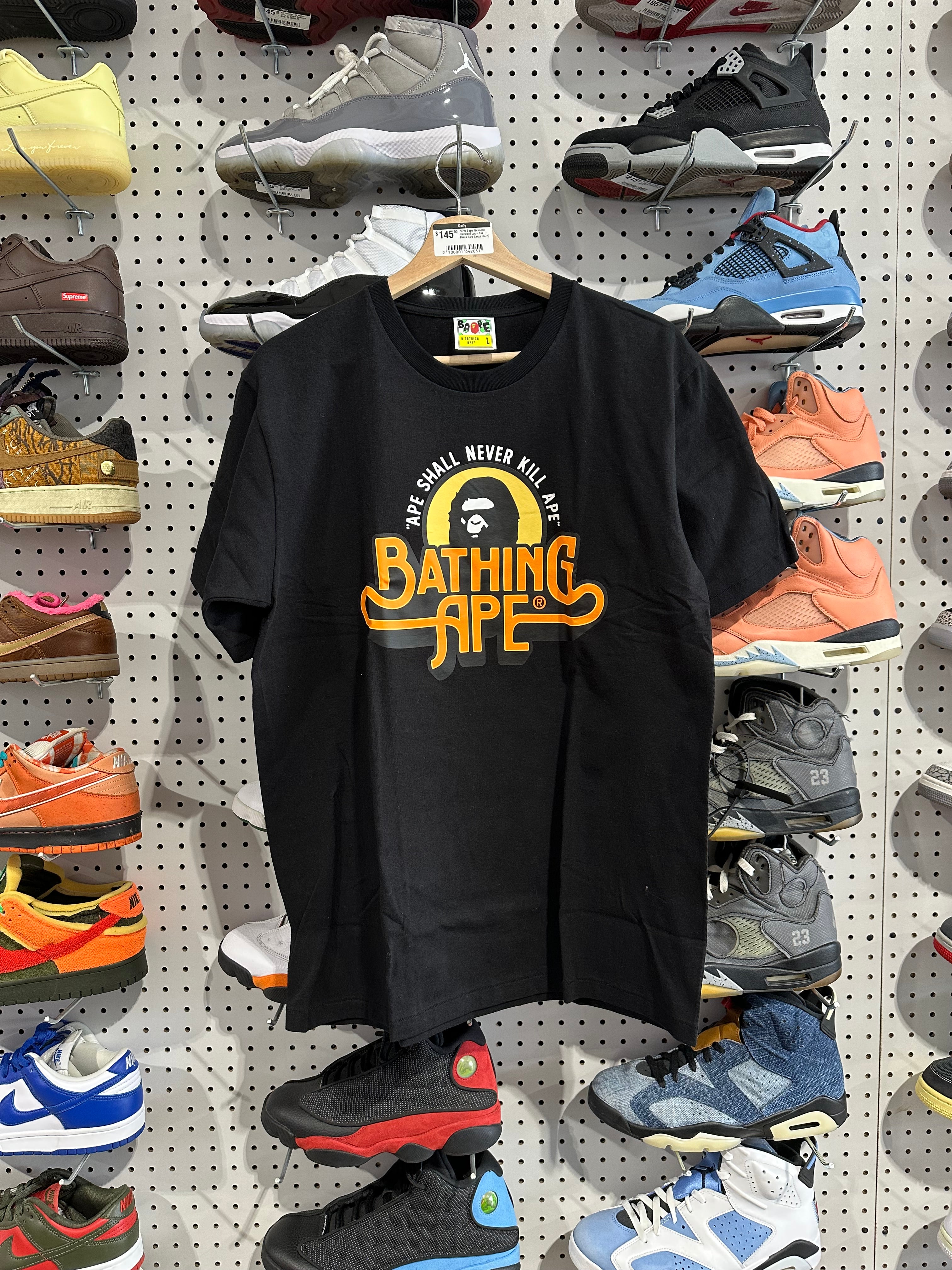 NEW Bape Genuine Garment Logo Tee - Black Size Large