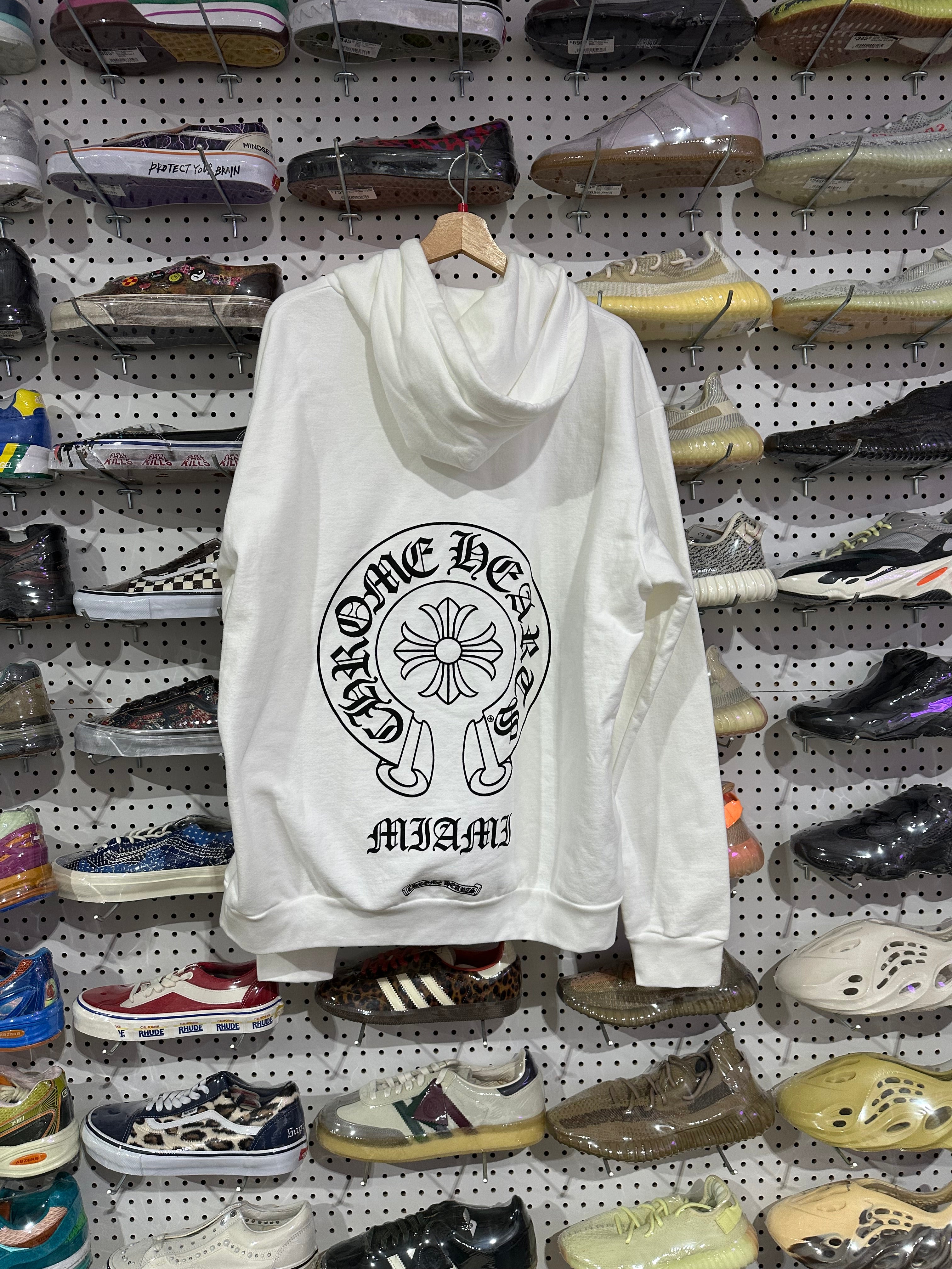 NEW Chrome Hearts Horseshoe Pullover Hoodie - White Size Large