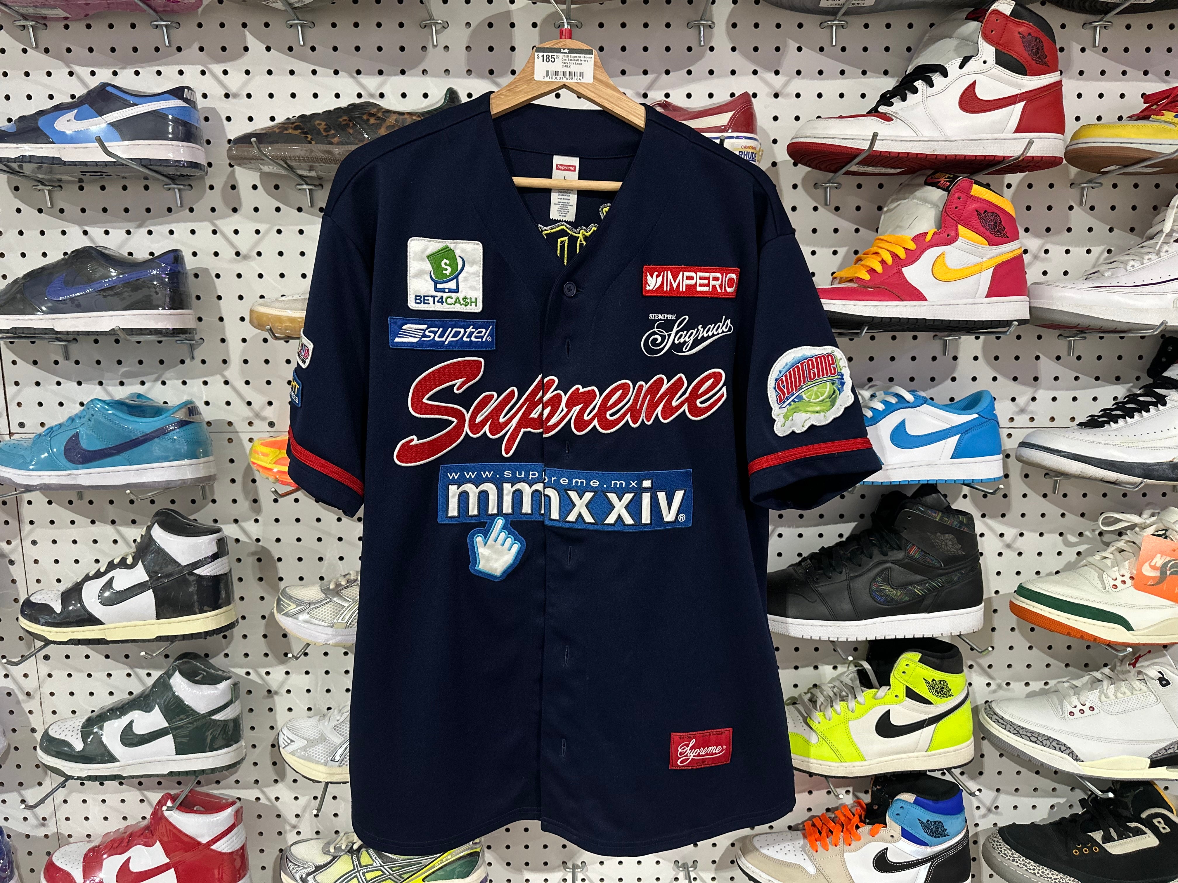 USED Supreme Chosen One Baseball Jersey - Navy Size Large