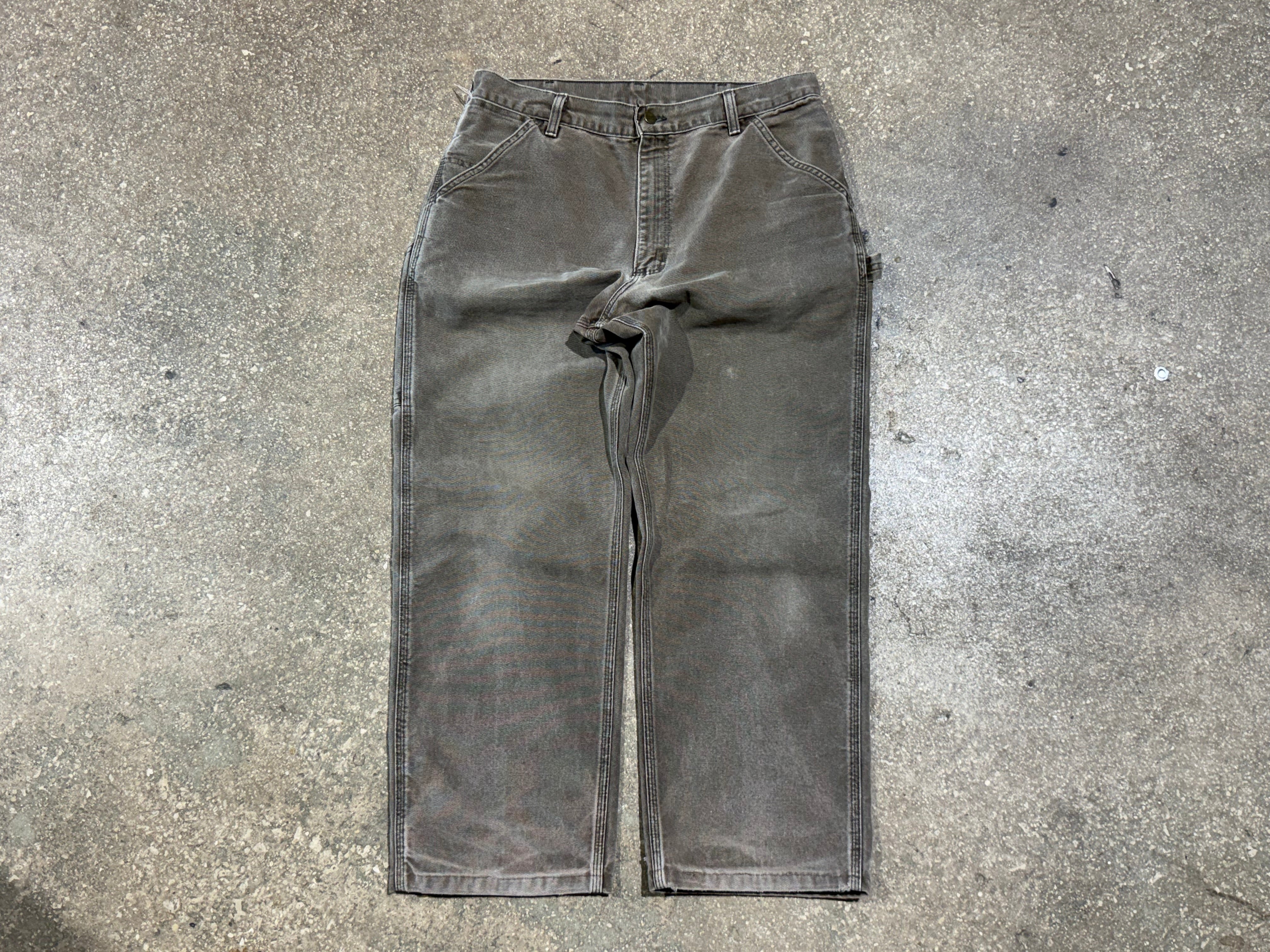 USED Carhartt Distressed Carpenter Pants - Faded Brown Size 34x29