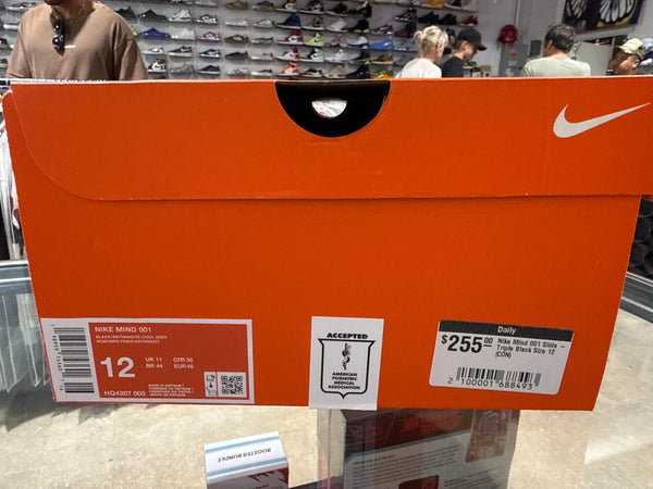 Nike Mind 001 Slide - Triple Black Size 12