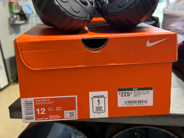 Nike Mind 001 Slide - Triple Black Size 12