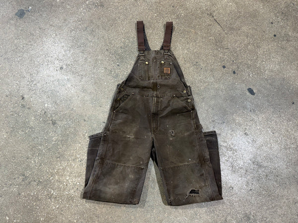 USED Carhartt Distressed Overalls - Brown Size 34x32