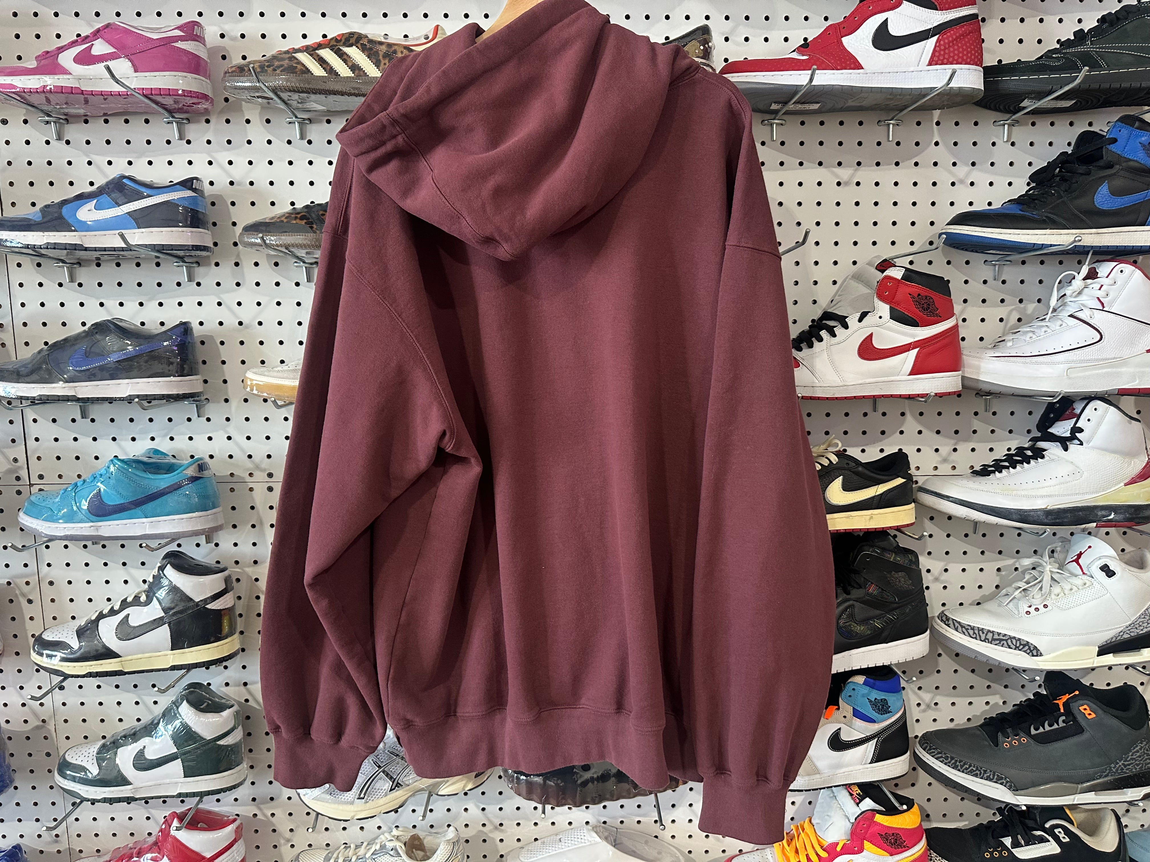 USED Supreme Small Box Logo Hoodie - Burgundy Size XXL