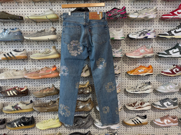 New Denim Tears Cotton Rhinestone Denim Jean - Blue Size 29W / 30L