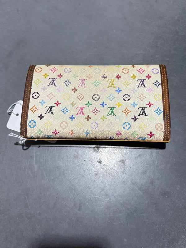 VTG 2000s Louis Vuitton x Murakami Monogram Tri Fold Wallet - White