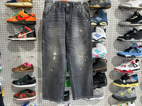 NEW Evisu Carpenter Denim Jeans - Mid Tone Grey Size Large