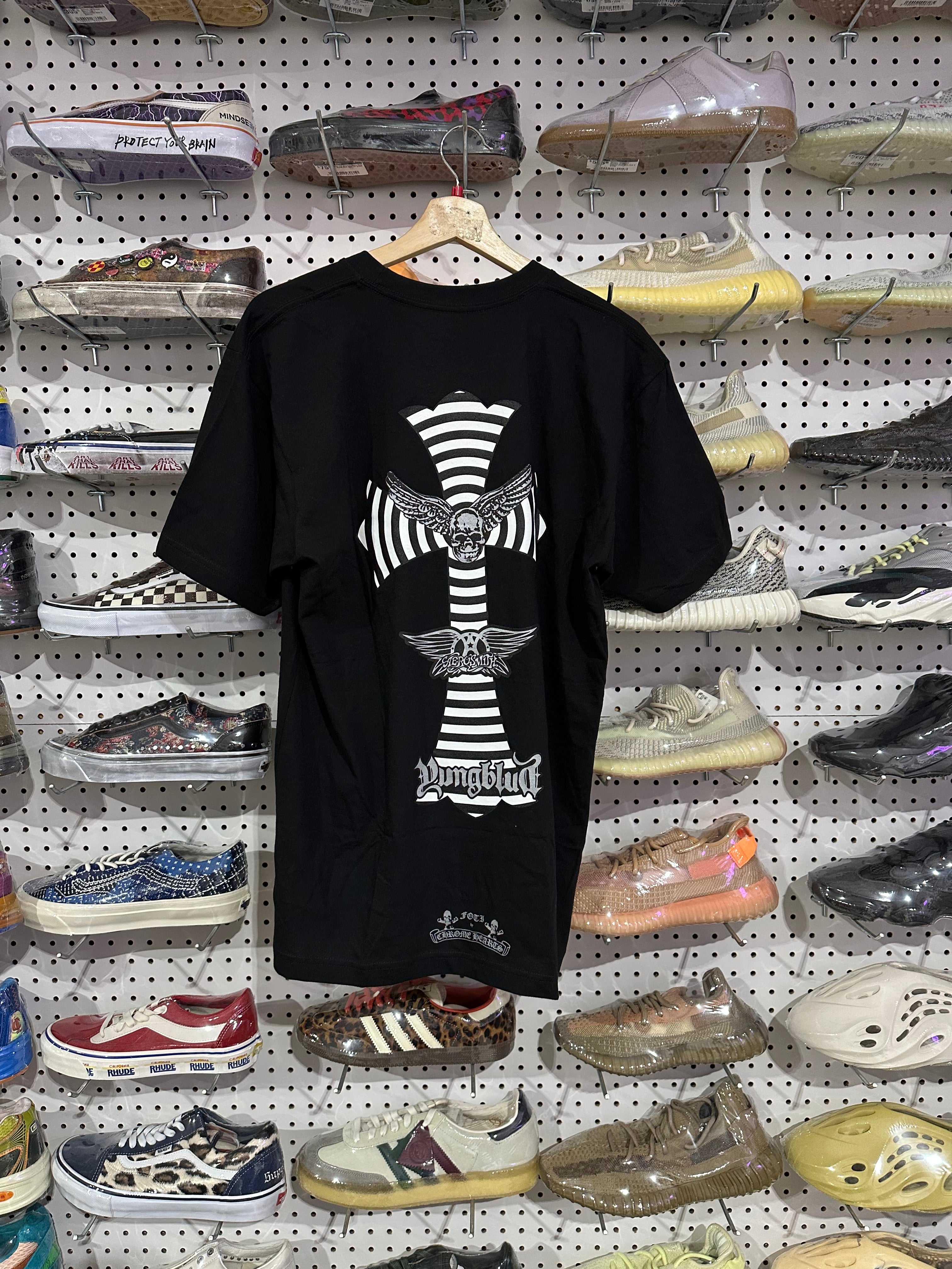 NEW Chrome Hearts x Aerosmith x Yungblud x FOTI Pocket Tee - Black Size Large