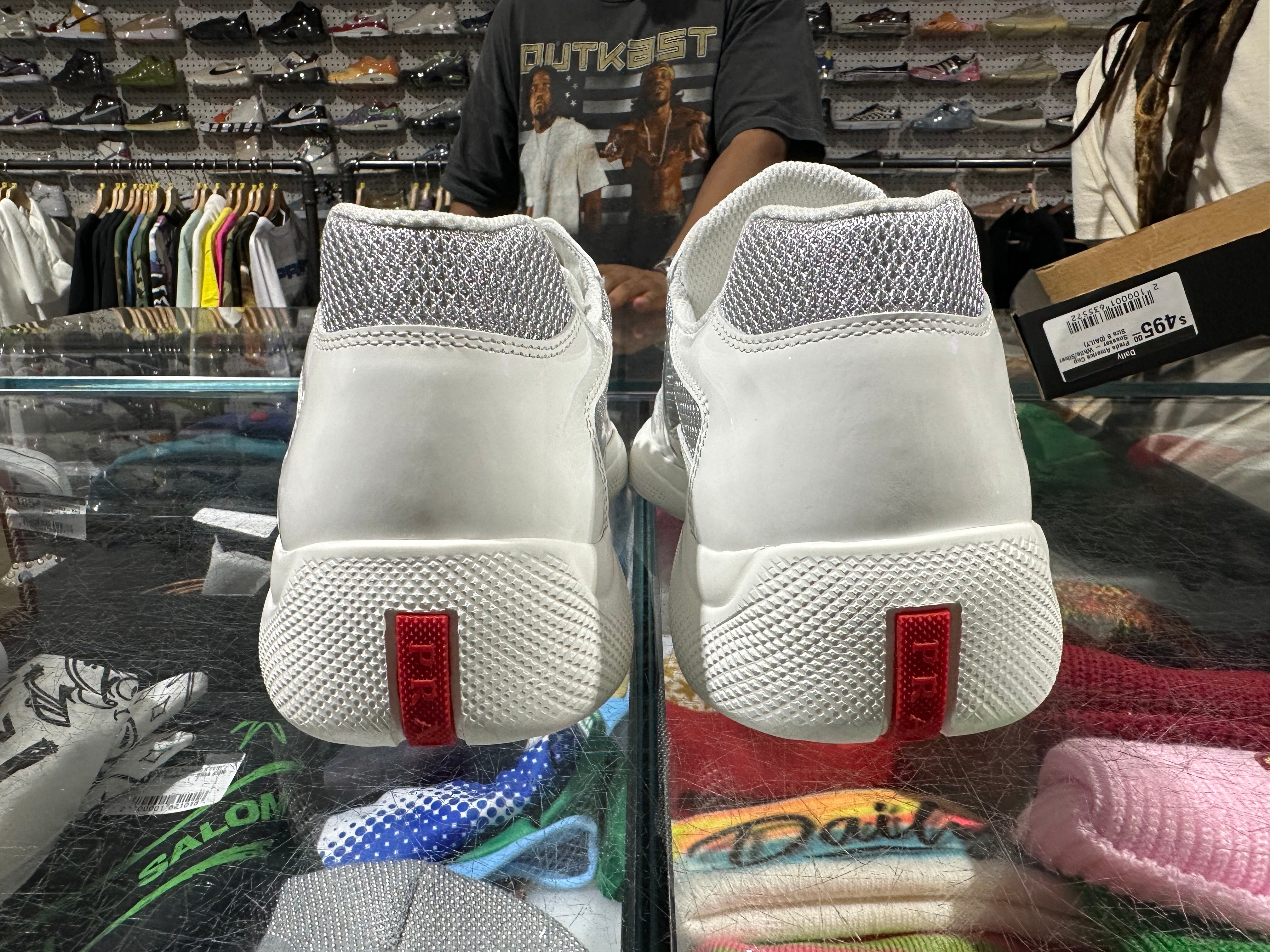 Prada America Cup Sneaker - White/Silver Size 8