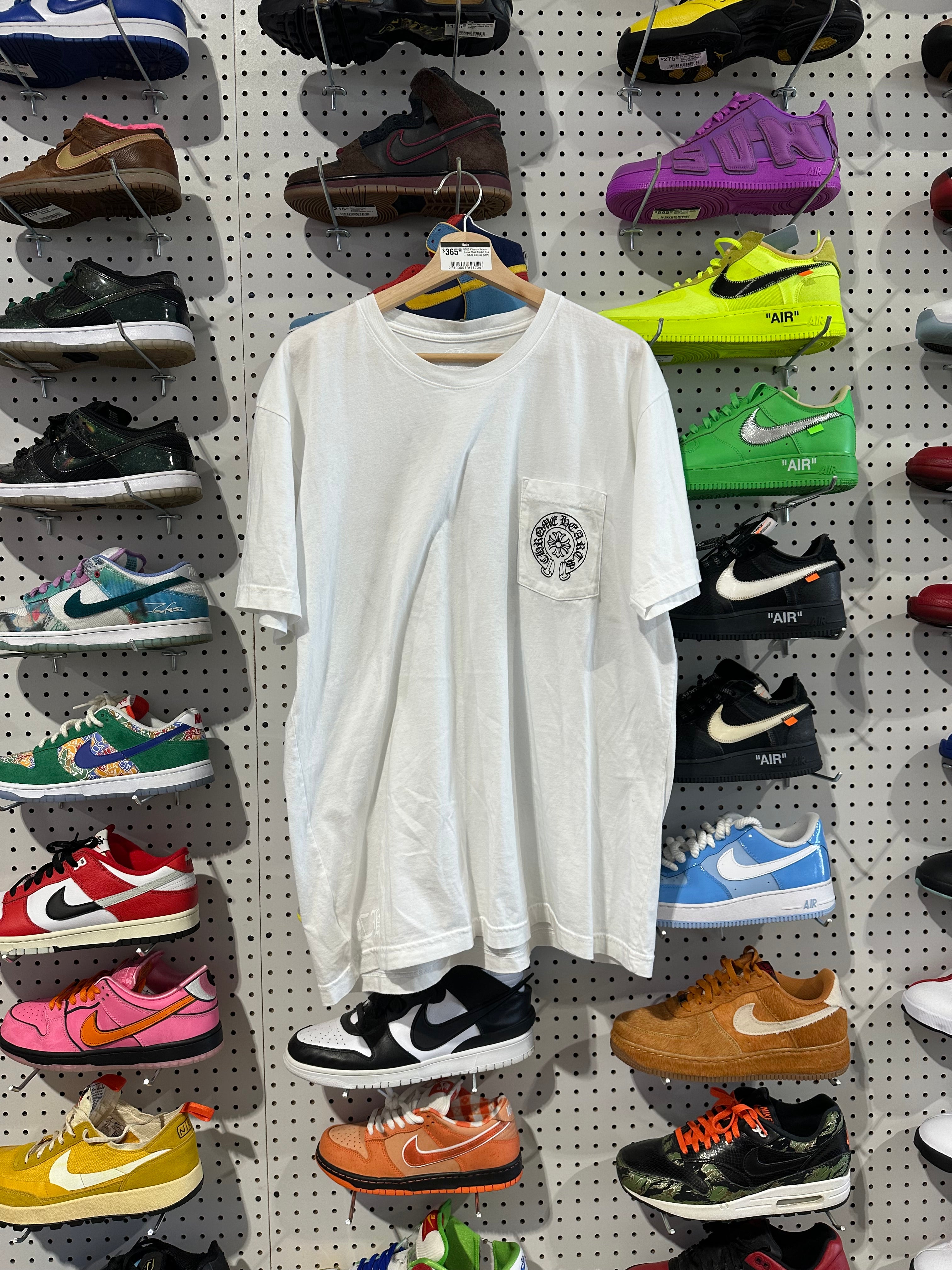 USED Chrome Hearts Horse Shoe Pocket Tee - White Size XL