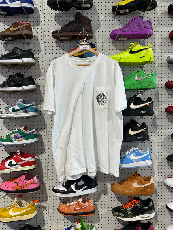 USED Chrome Hearts Horse Shoe Pocket Tee - White Size XL