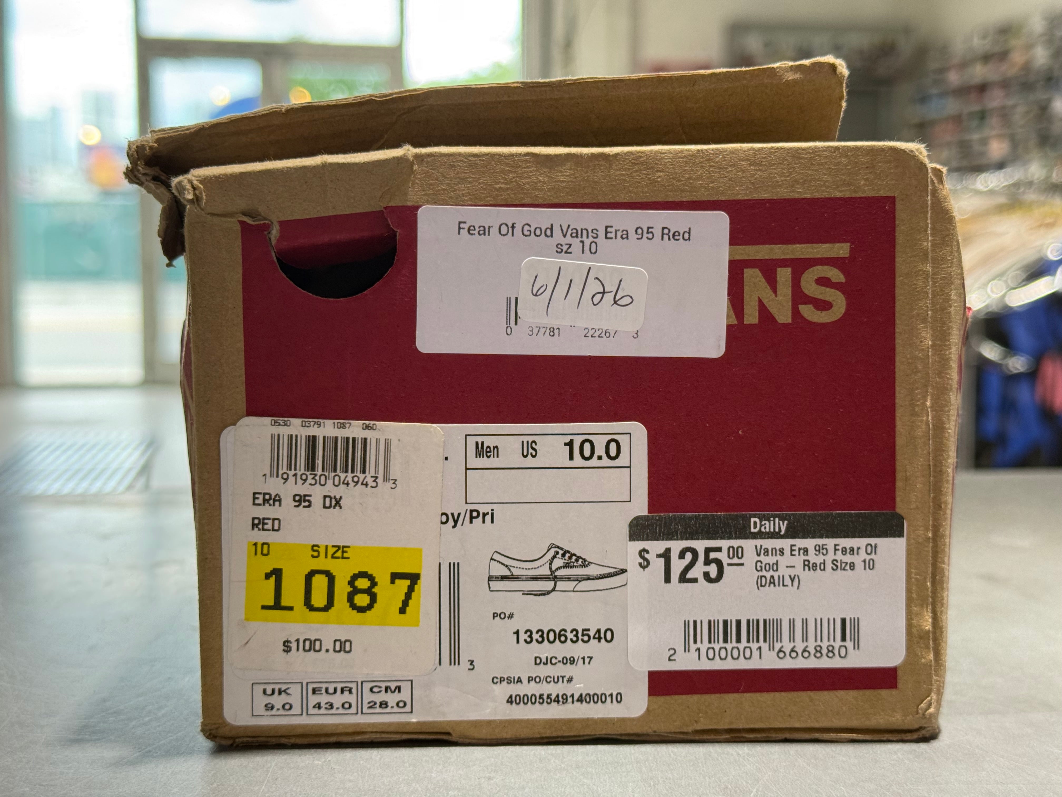 Vans Era 95 Fear Of God - Red Size 10