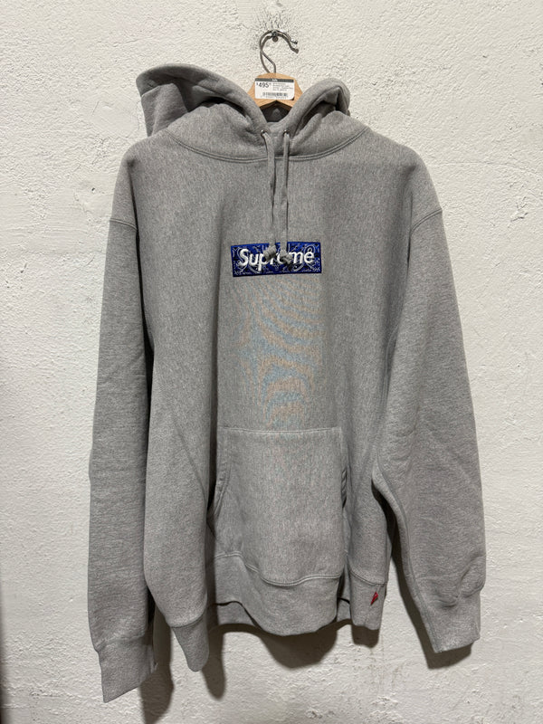 NEW Supreme Bandana Box Logo Hoodie- Heather Grey Size XL