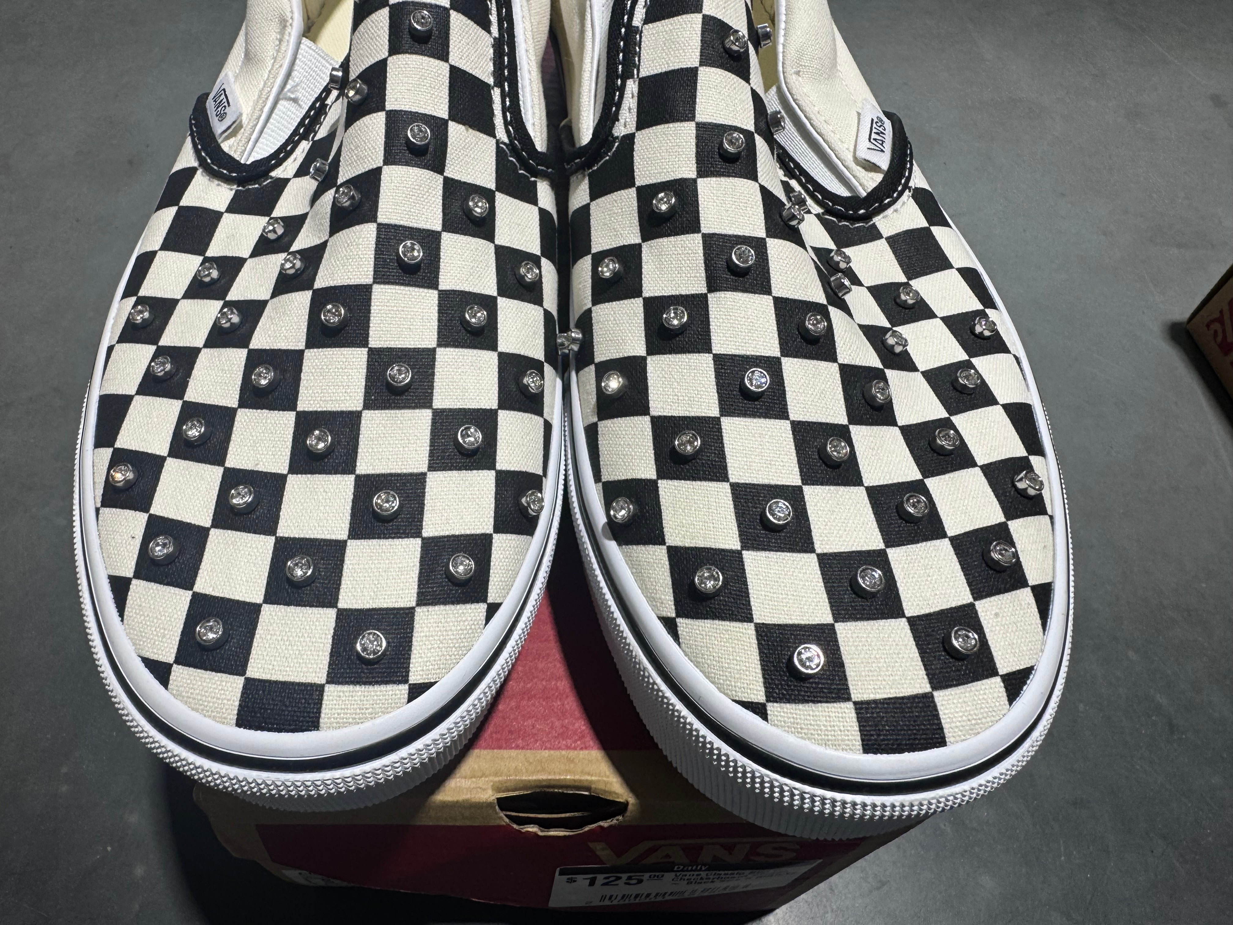 Vans Classic Slip On Checkerboard Stones - Black Size 8