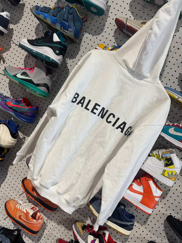 NEW Balenciaga Back Logo Hoodie - White Size Small