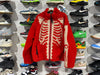 NEW Kapital Bone Pattern Boa Fleece Reversible Jacket - Red Size 5