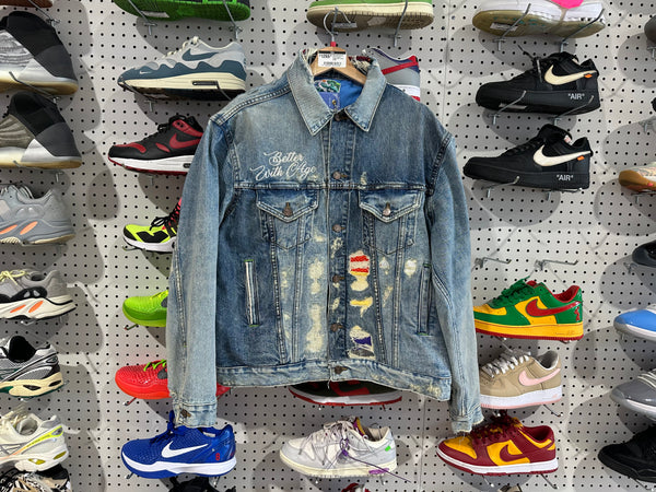 NEW Better With Age Repair Denim Jacket - Indigo Size Large