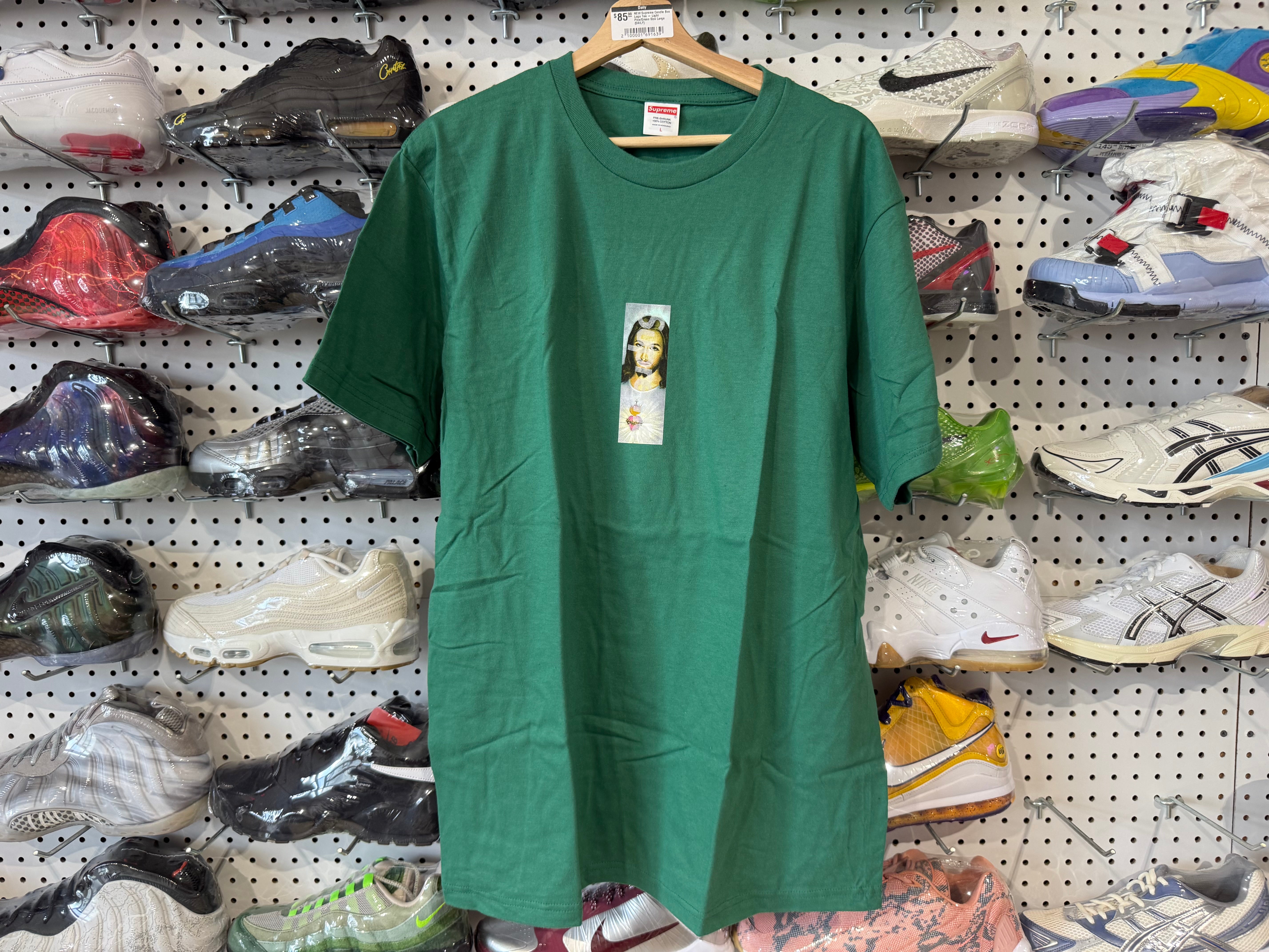 NEW Supreme Candle Box Logo Tee - Light Pine/Green Size Large