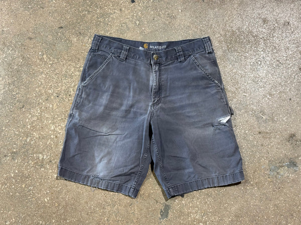 USED Carhartt Distressed Shorts - Grey Size 34