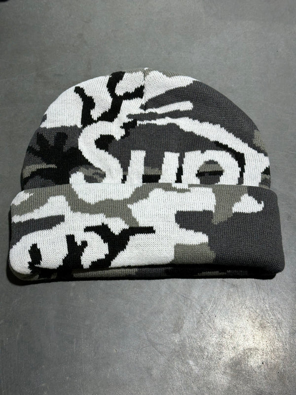 NEW Supreme Big Logo Beanie - Snow Camo