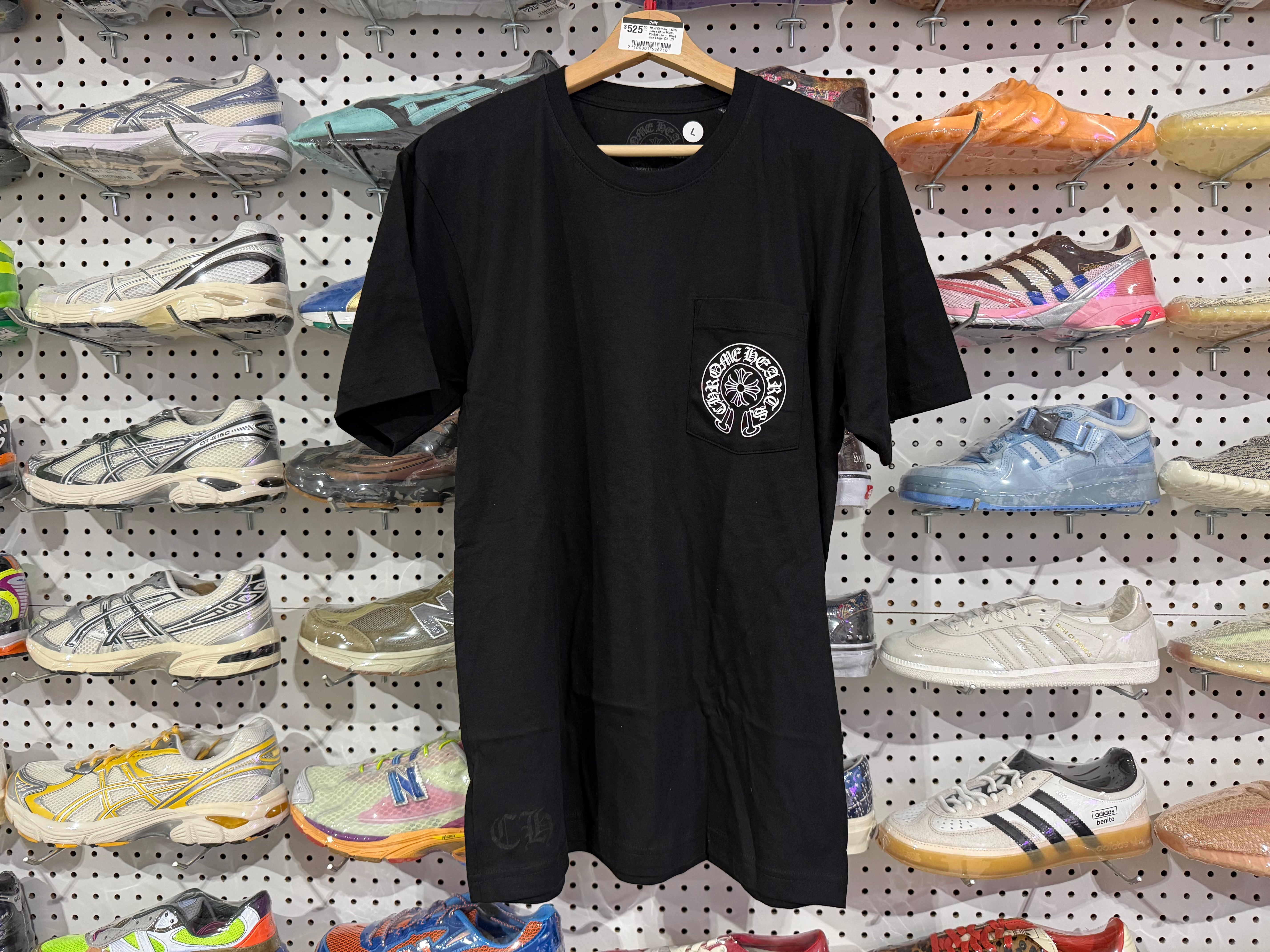 NEW Chrome Hearts Horse Shoe Miami Pocket Tee - Black Size Large