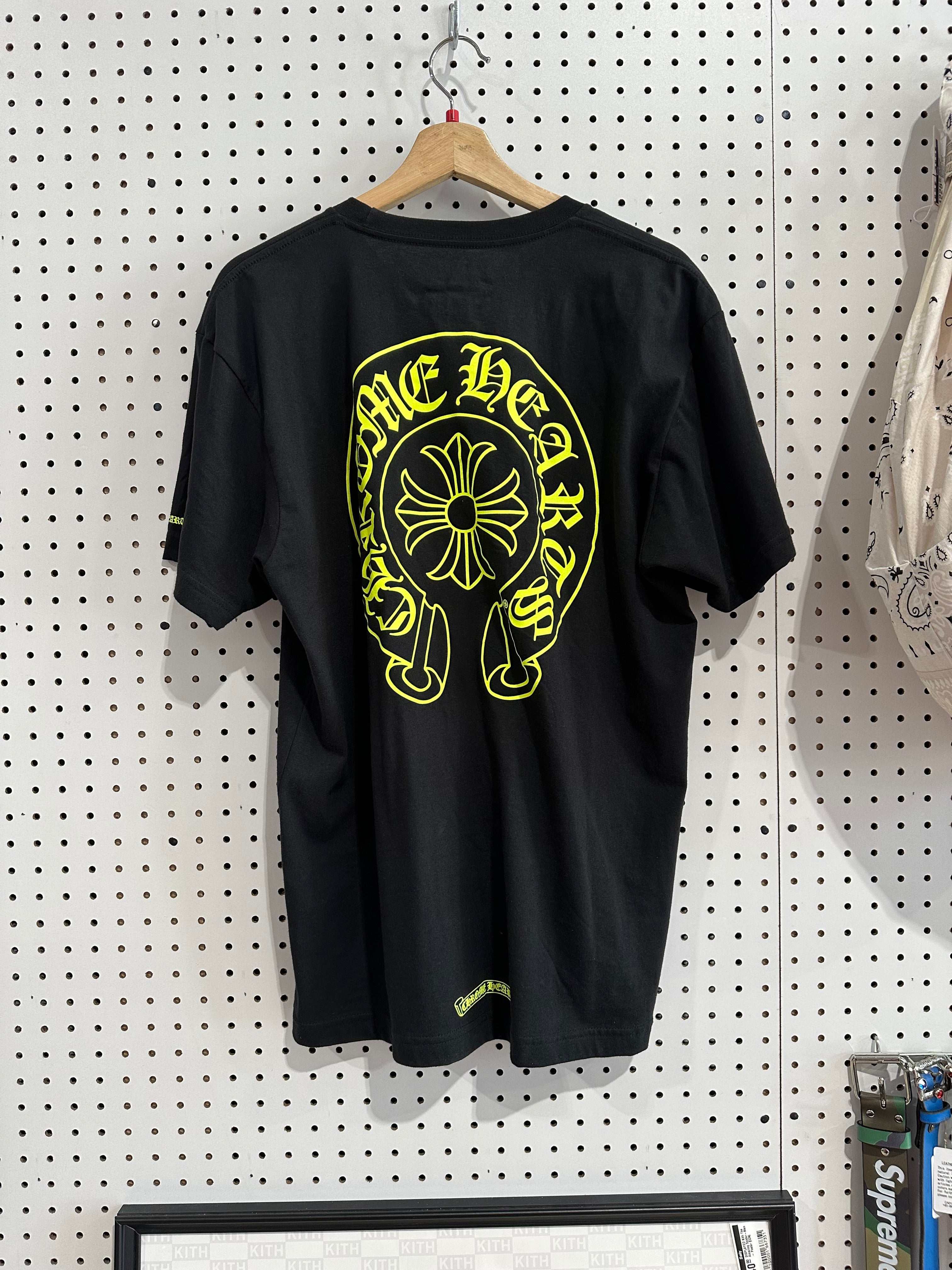 NEW Chrome Hearts Horseshoe Pocket Tee - Black/Neon Size Large