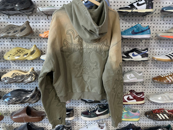 NEW Vale Embossed Zip Up Hoodie - Green Size XL