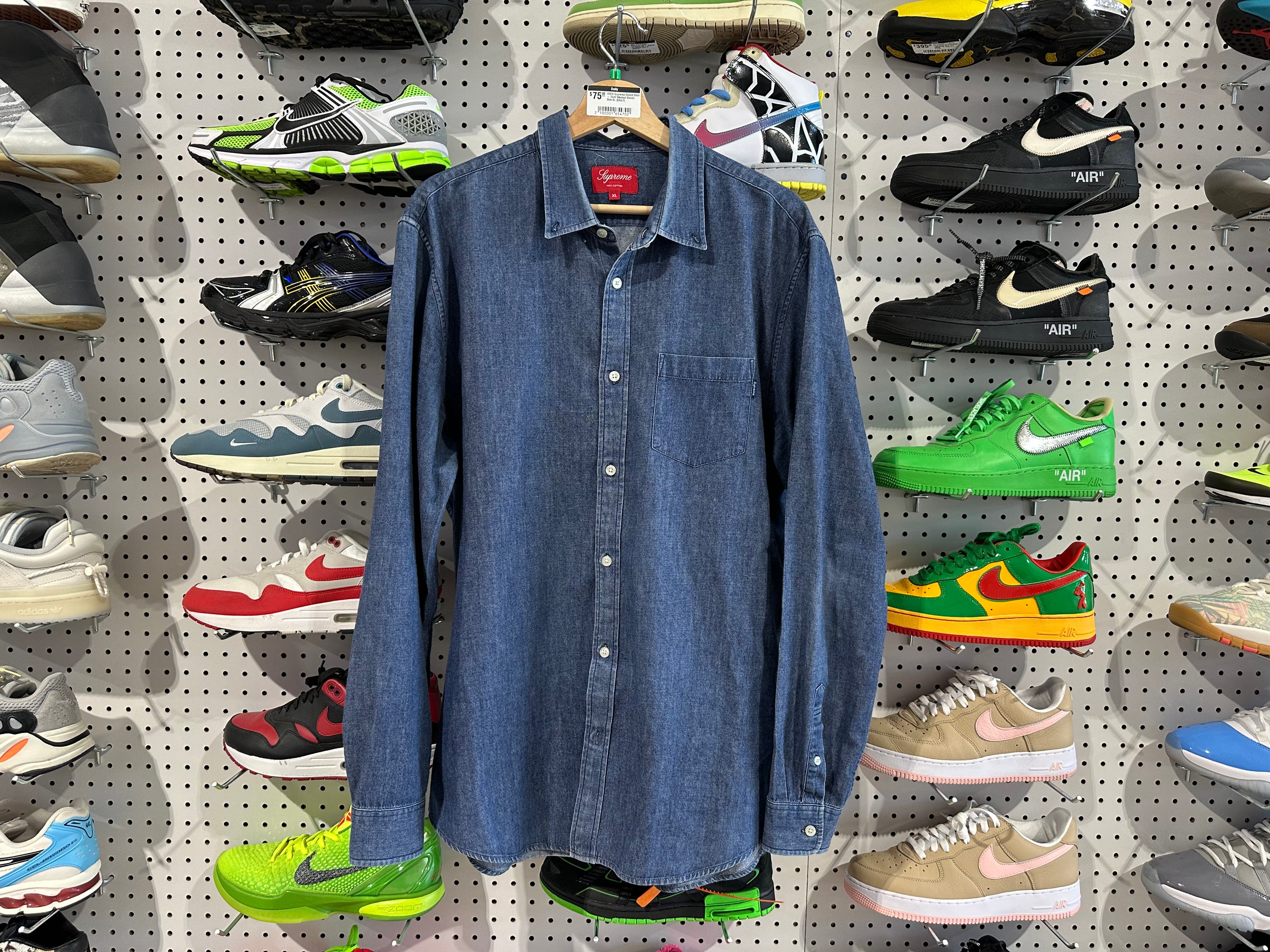 USED Supreme Oxford Shirt - Dark Washed Denim Size XL