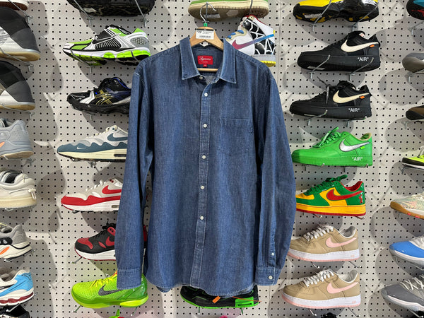 USED Supreme Oxford Shirt - Dark Washed Denim Size XL
